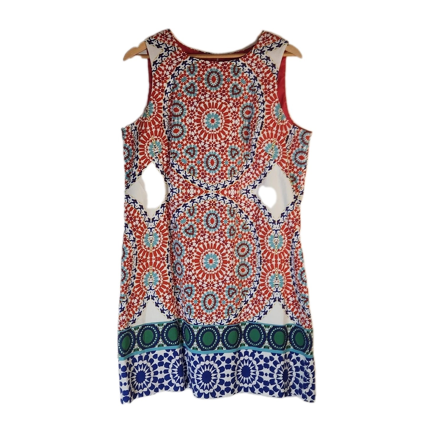 London Times 16 Geometric Mandala Shift Dress Cotton Mod Kaledescope Illusion