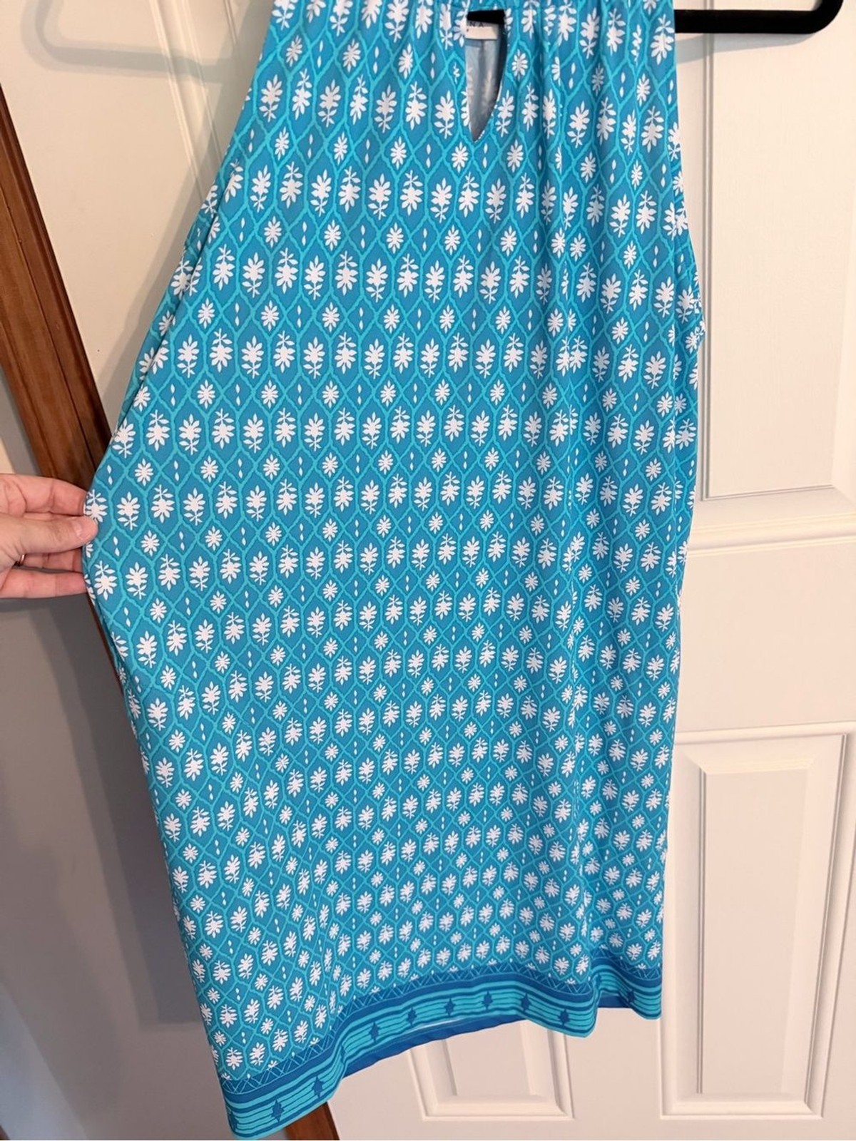 NWT Cabana Life Turquoise and White Halter Midi Dress