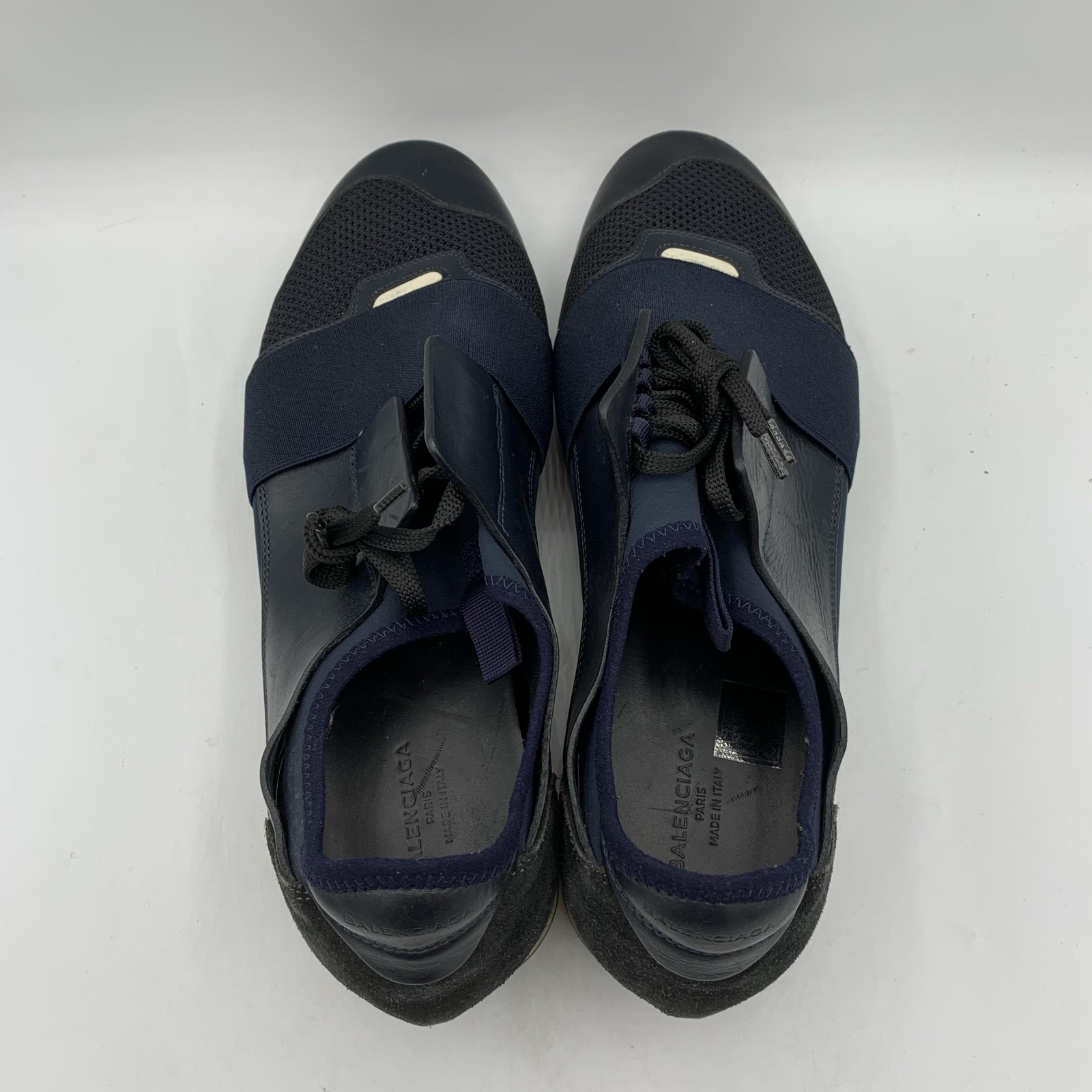 Balenciaga Race Runner Shoes Mens Size 10 Blue Leather Mesh Sneakers Italy