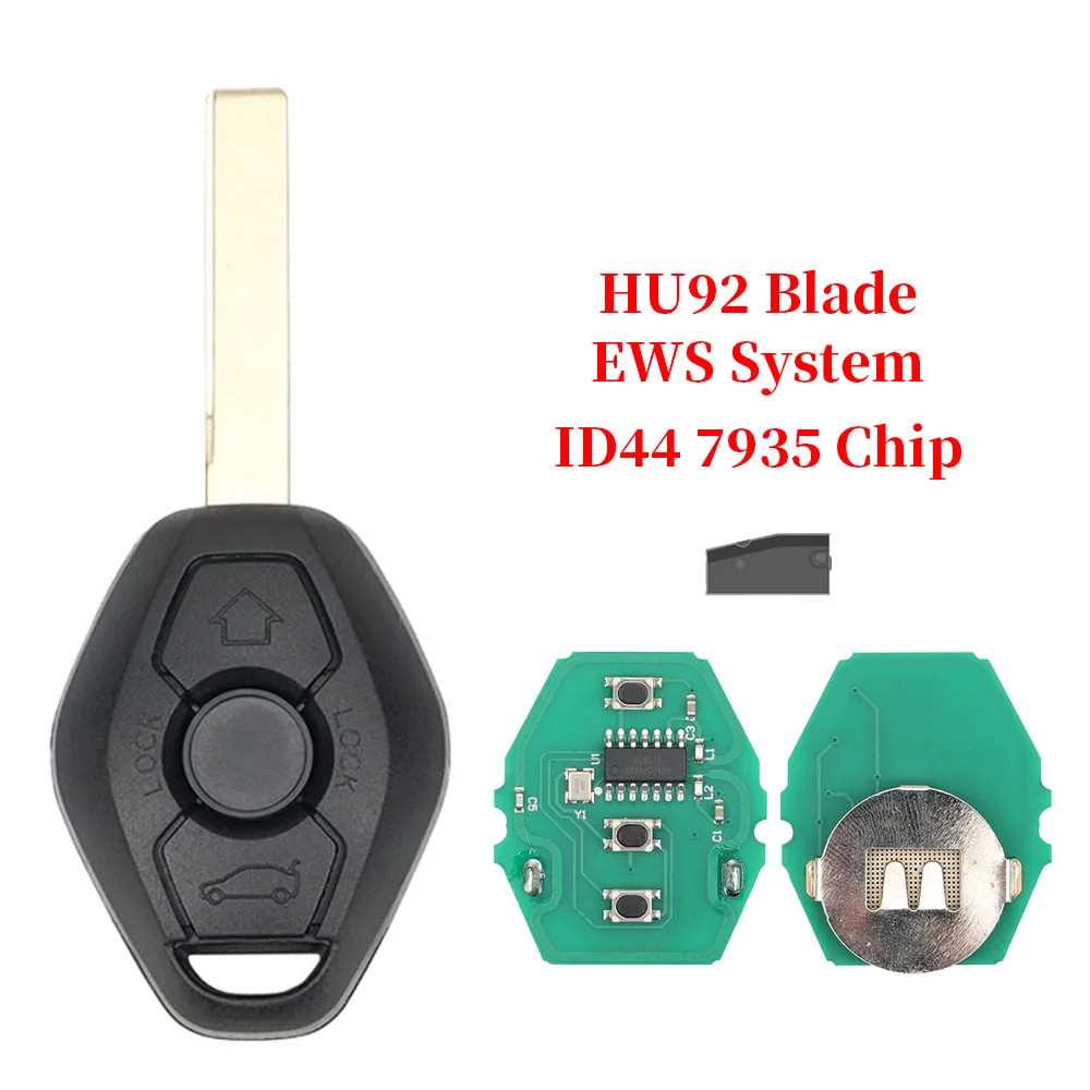 EWS System ID44 PCF7935 Chip 315/433MHz HU58/HU92 Car Remote Key For BMW 1/3/5/7