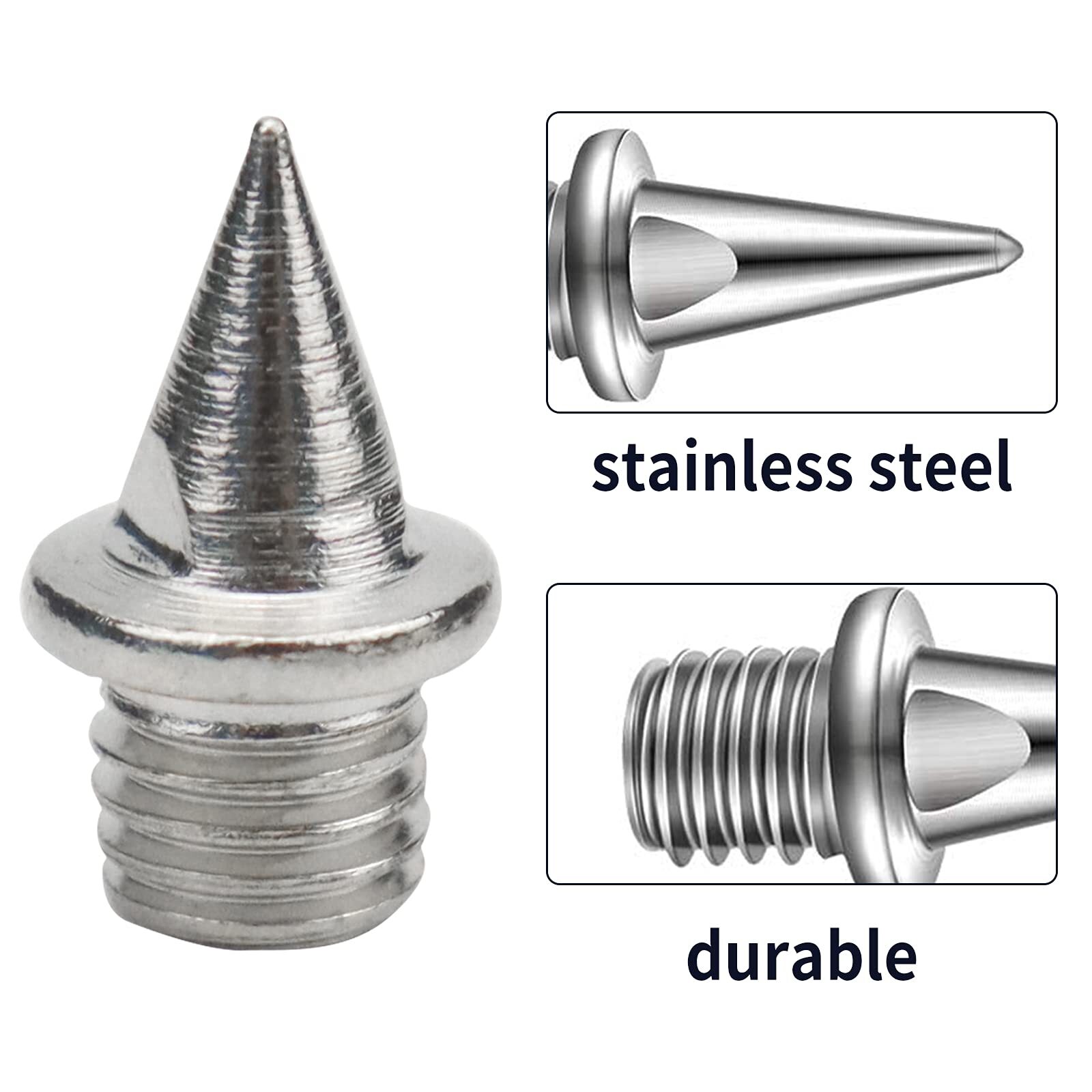 48 Pcs Stainless Steel Steel Track Spikes 1/4 Inch with Wrench for Men’s Shoes