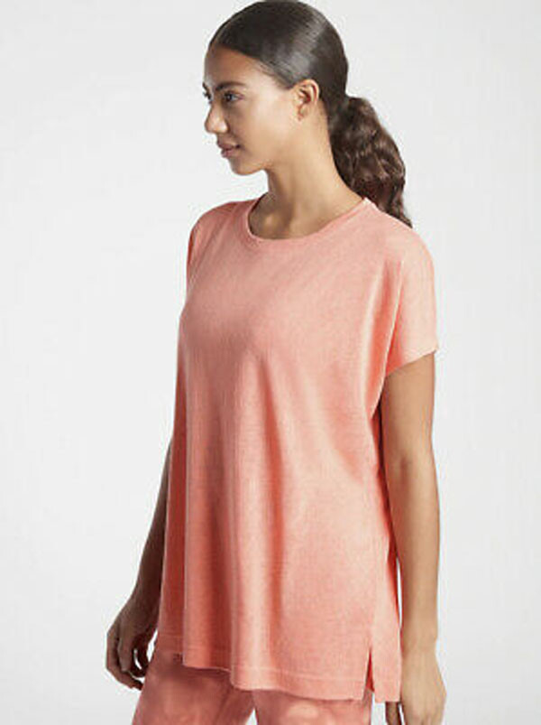 NEW Athleta Women Release Tee Breezy Slit Side Cap Short Sleeve Top Peach