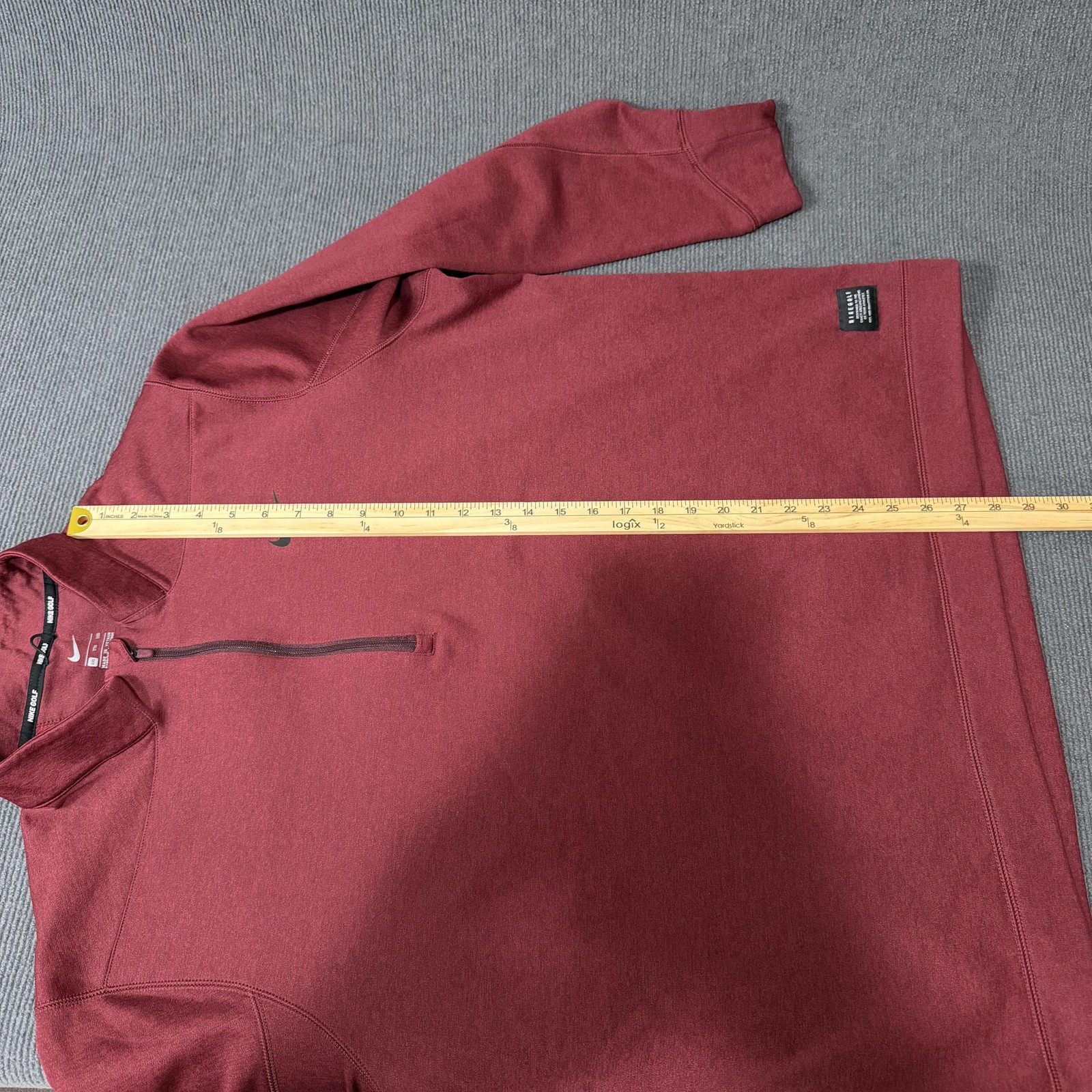 Nike Golf Pullover Mens 2XL Red Fleece 1/4 Zip Mock Neck Short Sleeve 932350-653