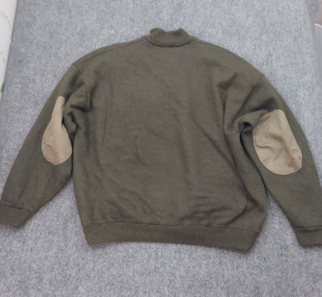 Cabelas Windshear Wool Sweater Mens 3XLT Olive Green Elbow Patches 1/4 Zip READ