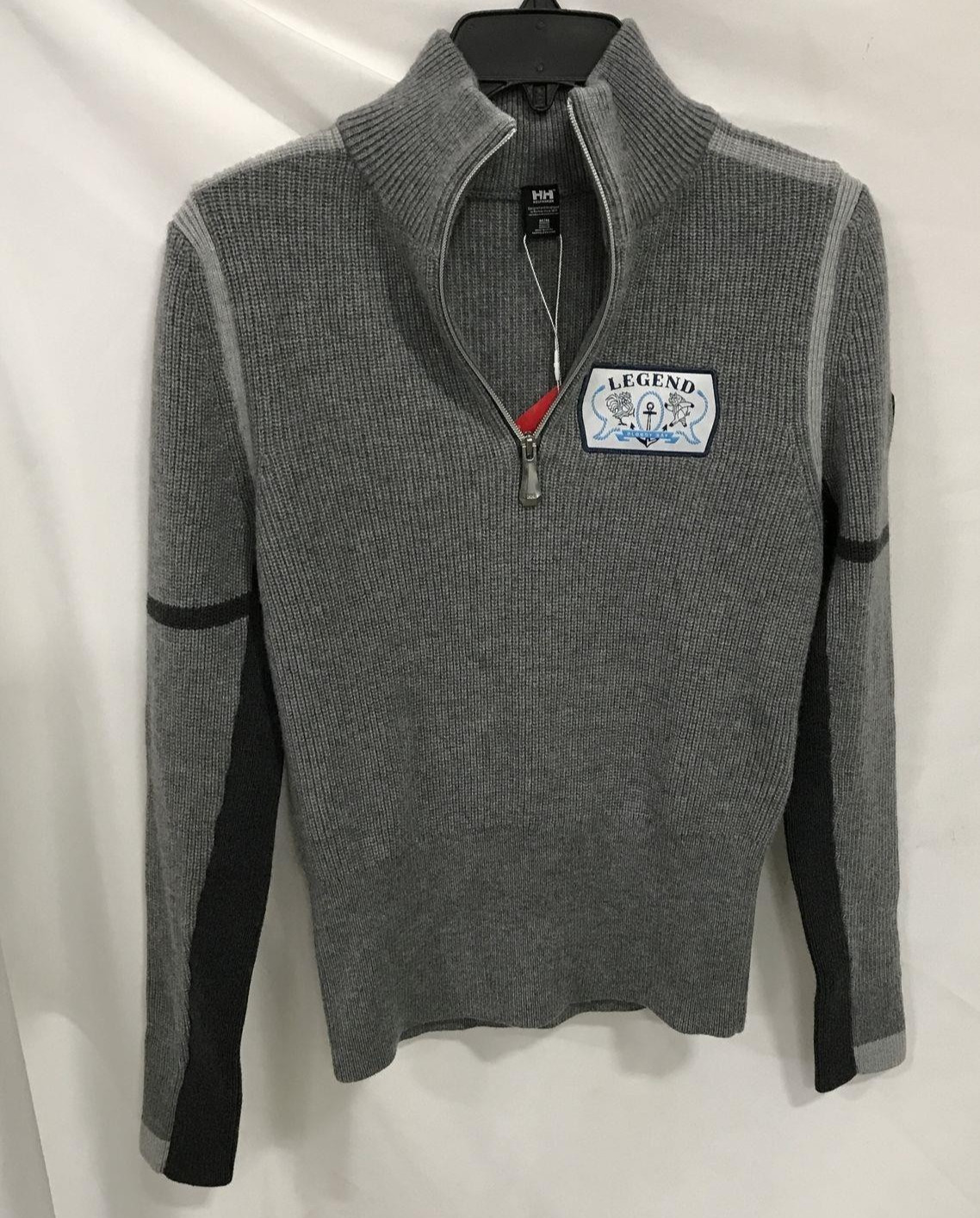 NWT Grey Helly Hansen Quarter-Zip Knitted Sweater W/ Legend Patch Sz M