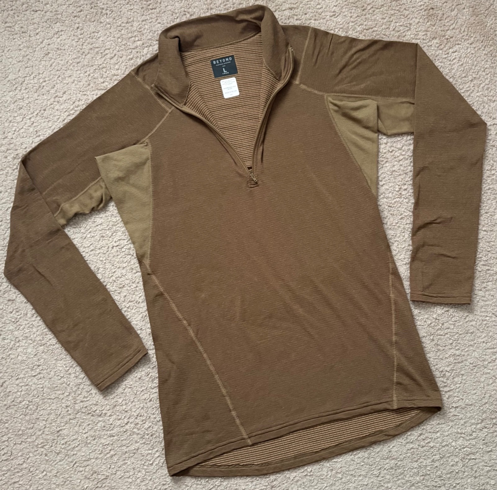 Beyond Clothing Systems men’s Brown 1/4 Zip CC1 Pullover Base layer L Long USA