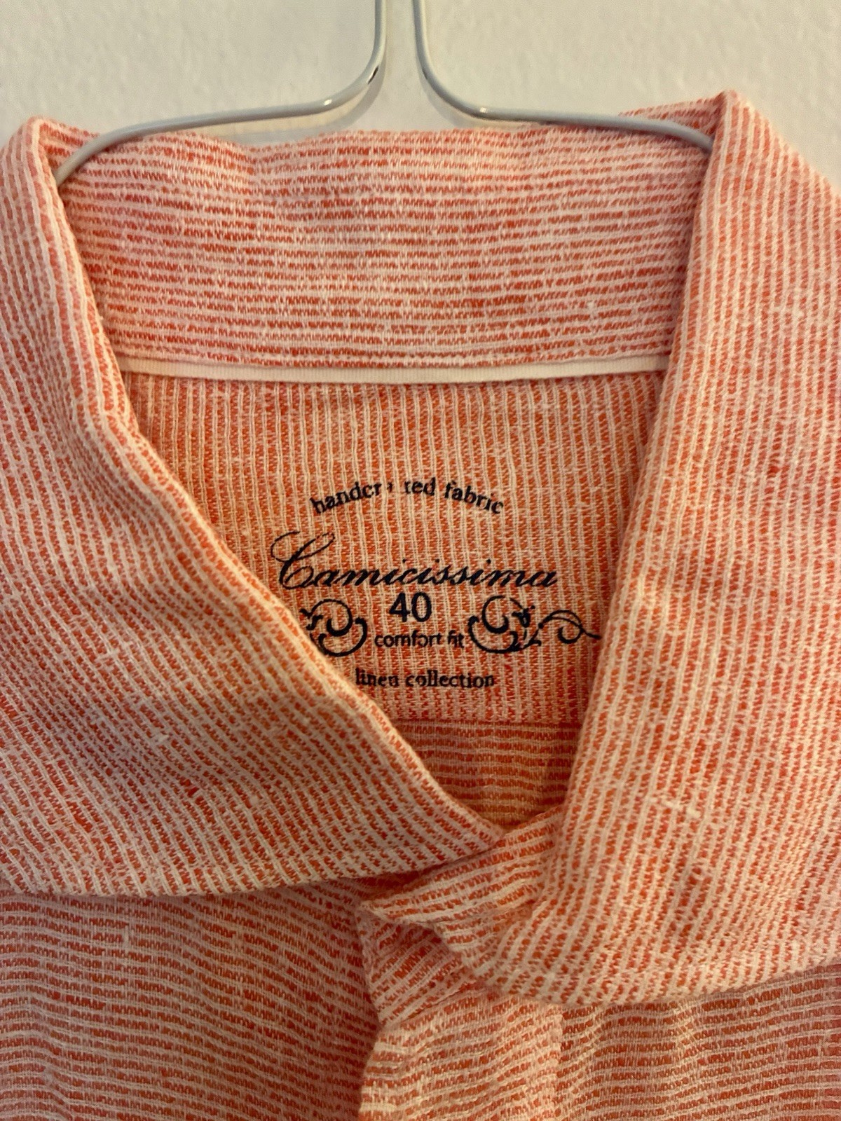 Luxe Camicissima men’s button-down Orange Texture size 40 (15 1/2 US) 100% Linen