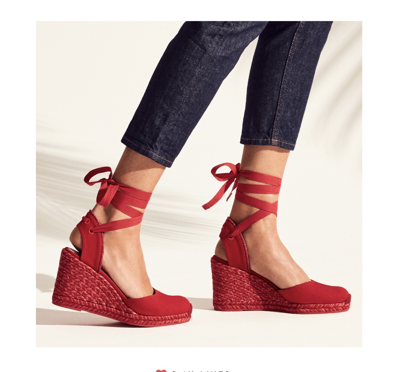 Size 8 New Stuart Weitzman Red Canvas Wedge Espadrille Ankle Wrap Tie Heel