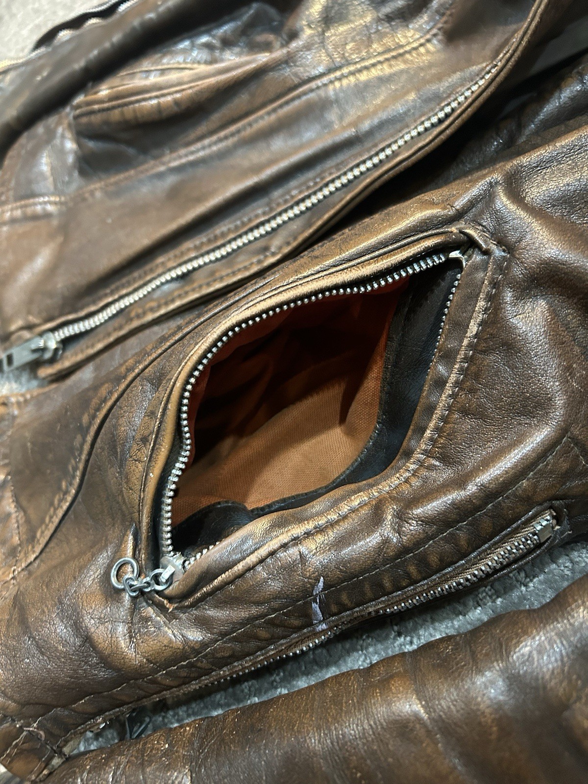 Cafe Racer Vintage 50s/60s Brown Leather Jacket Size 40 SERVAL Zipper