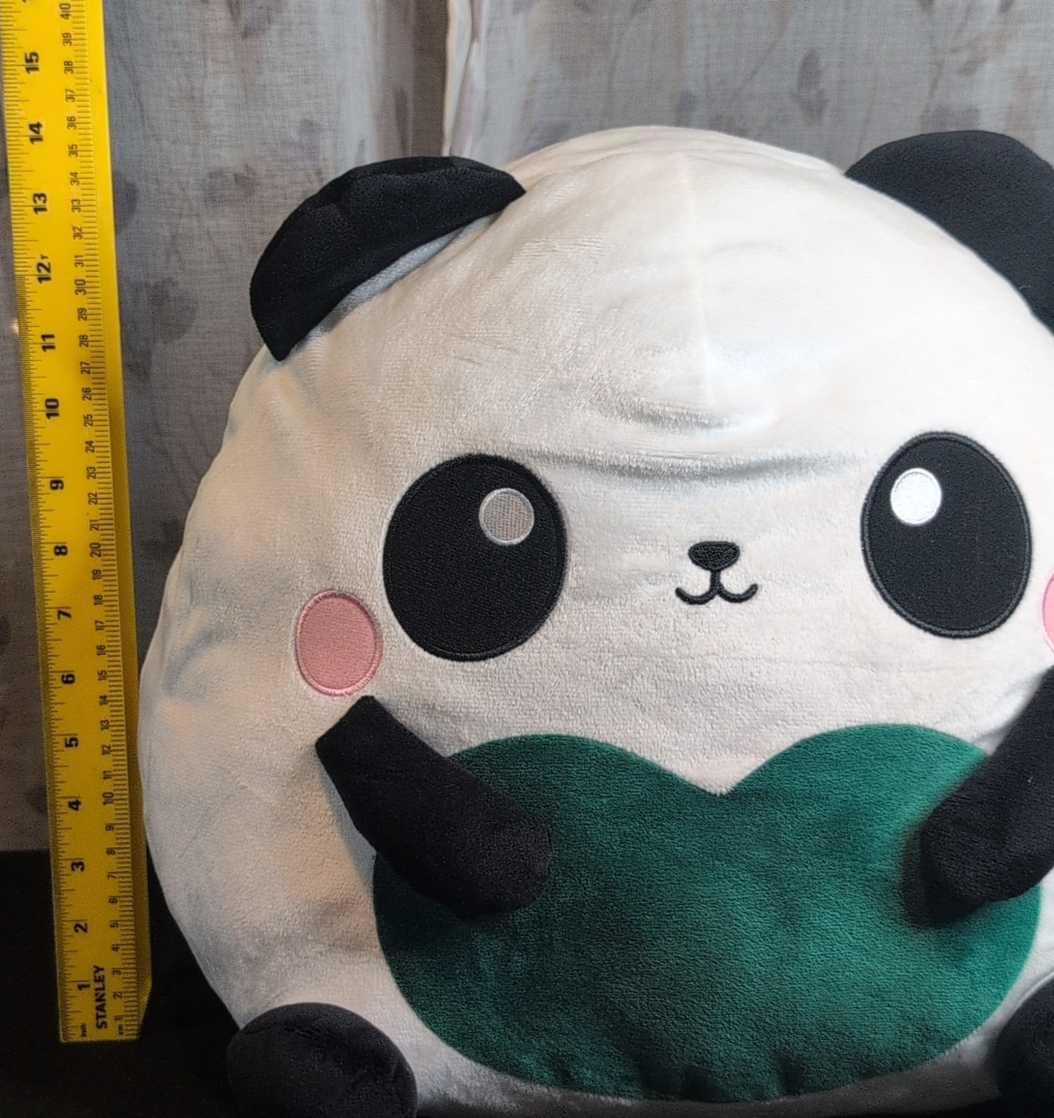 Onigiri Animals Panda Plush Backpack 13.7 in Green Straps Embroidery