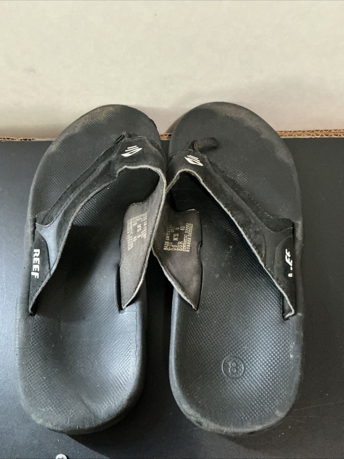 Reef Fanning Men’s Flip-Flop Sandals – Black Size 8 Worn