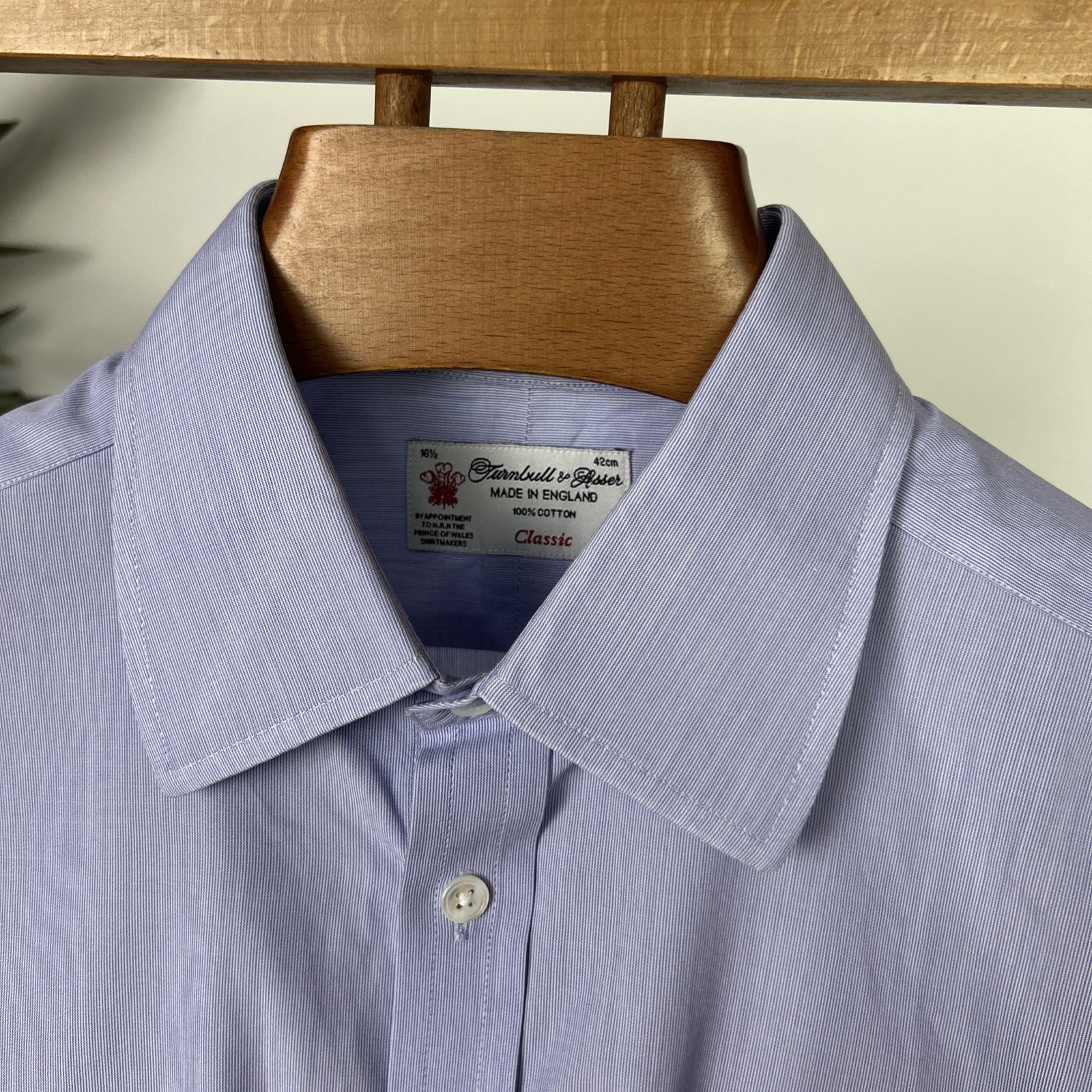 Turnbull & Asser Men’s Dress Shirt Size 16.5″ 42cm Blue Double Cuff