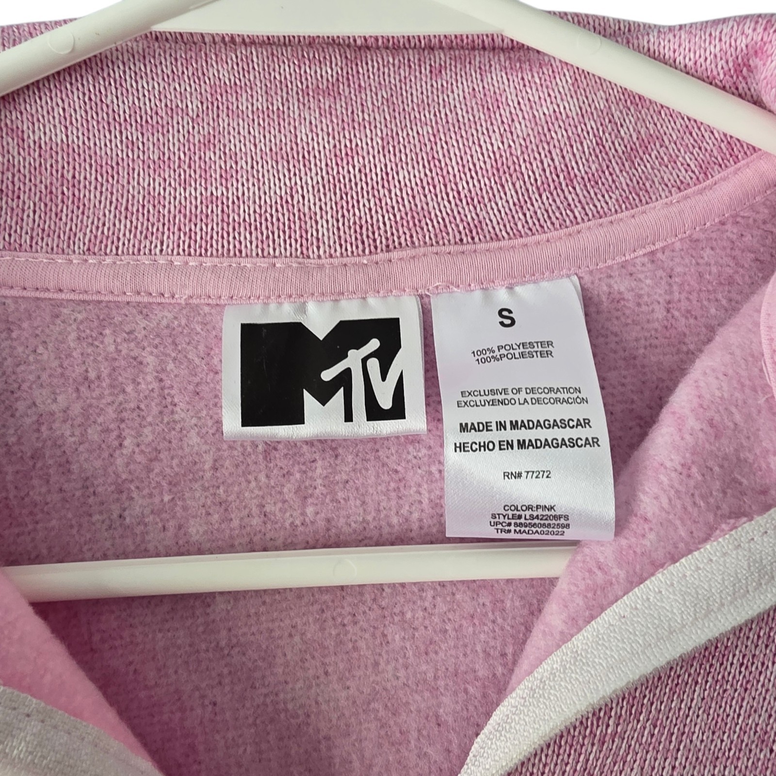 MTV Quarter Zip Sweatshirt Women’s Small Pink Fleece NWT Retro Graphic Pullover