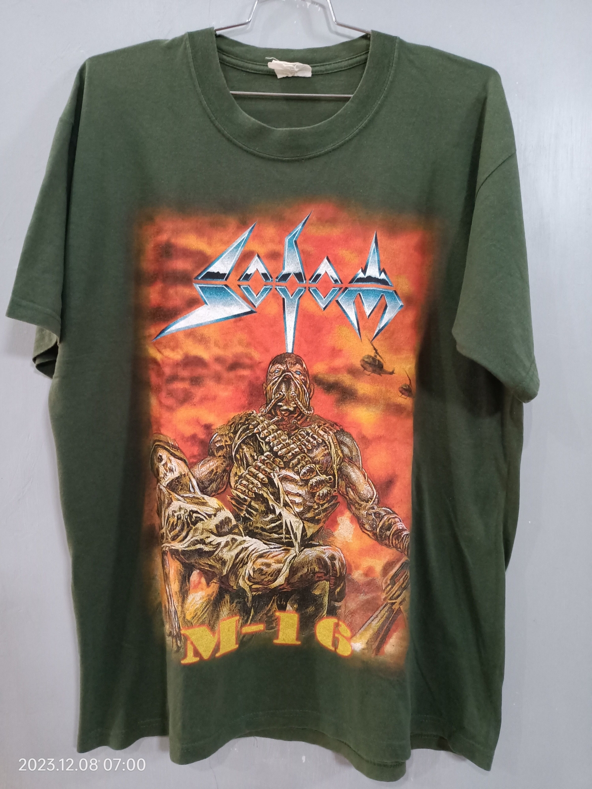 Rare Sodom M-16 Military Green Short Sleeve Unisex Remake T shirt