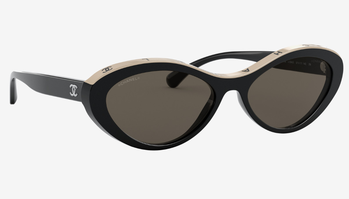 CHANEL CH5416 Beige & Black Acetate Oval Woman’s Sunglasses 57-18-145mm