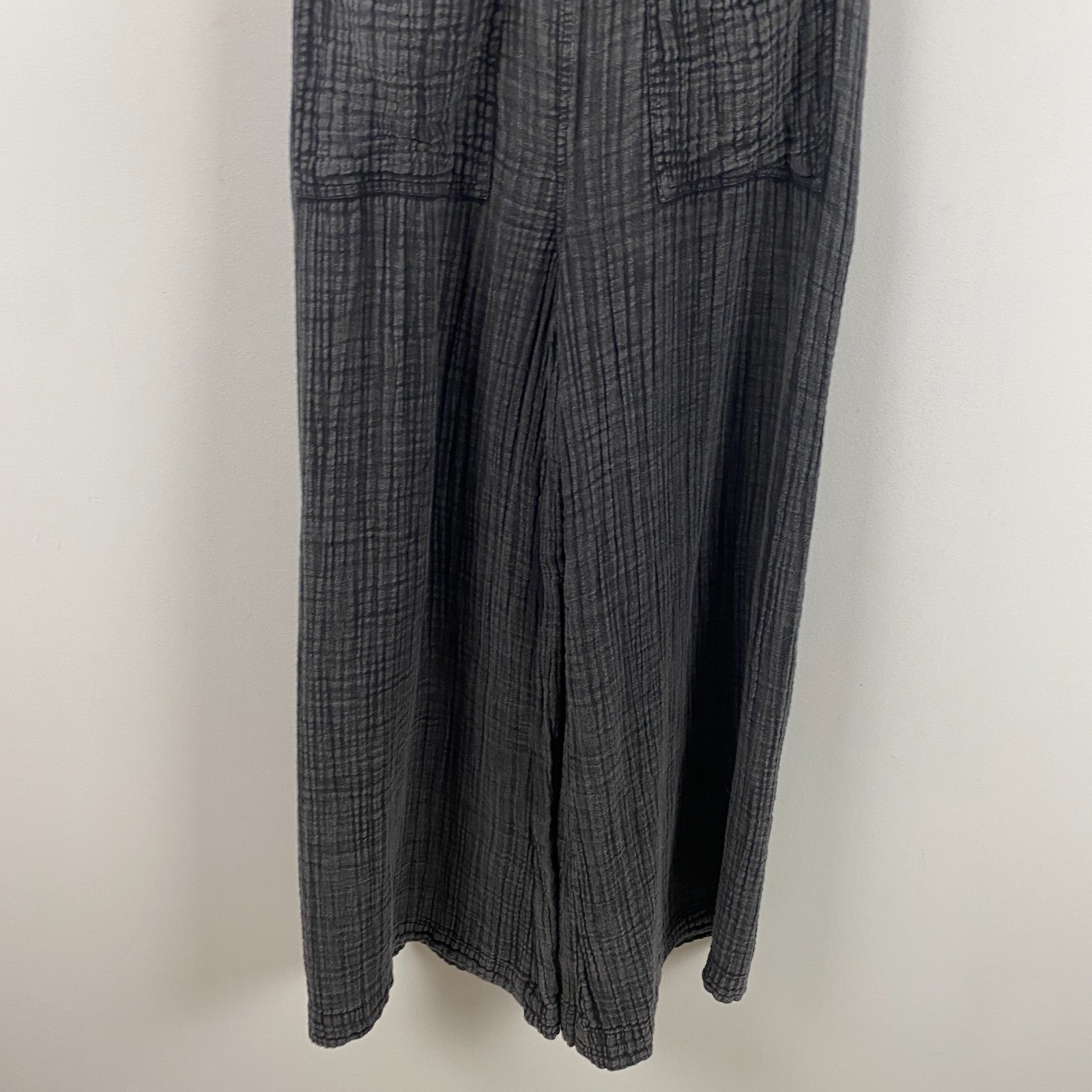 Natural Life Dakota Tie Overall Size L Gauze Washed Out Black Boho Wide Leg