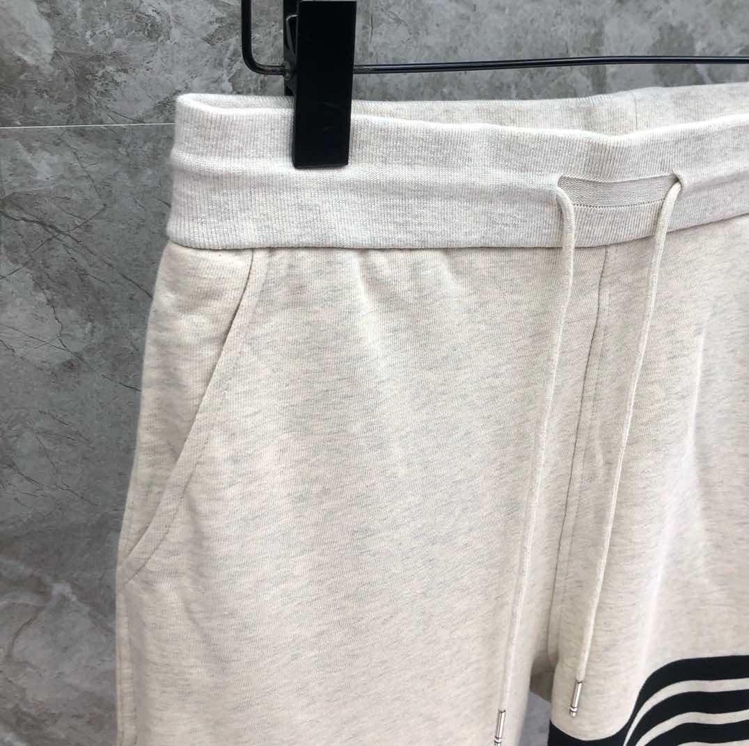 Thom Browne Men Yarn-Dyed Pique Sweat Shorts Signature 4 Bar Stripe