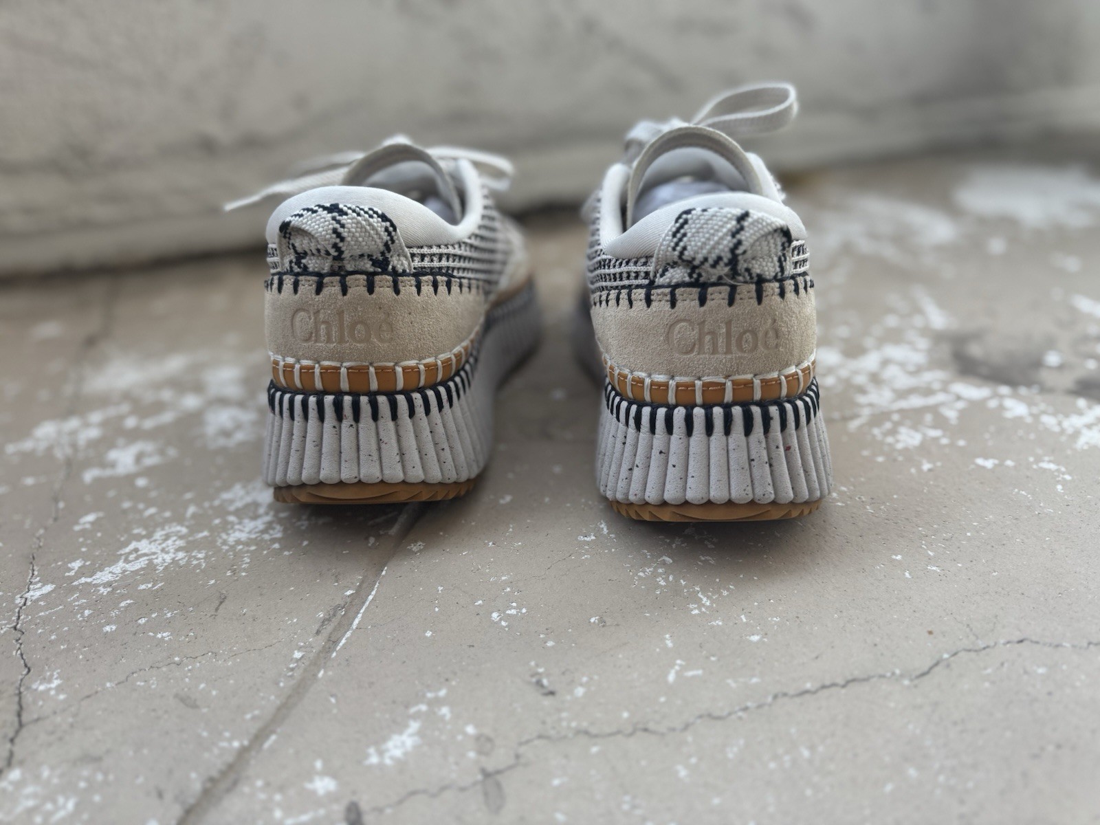 CHLOE NAMA SNEAKER – SIZE 39W – BEIGE – BOX & DUST BAGS – USED – RETAIL $895