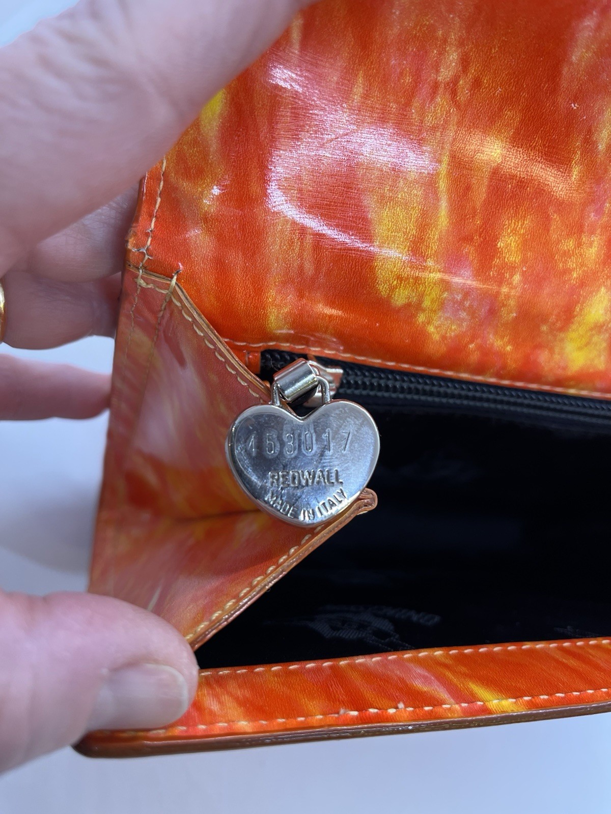 Vintage MOSCHINO Redwall FLAMES / FIRE Shoulder Handbag Clutch Made in Italy