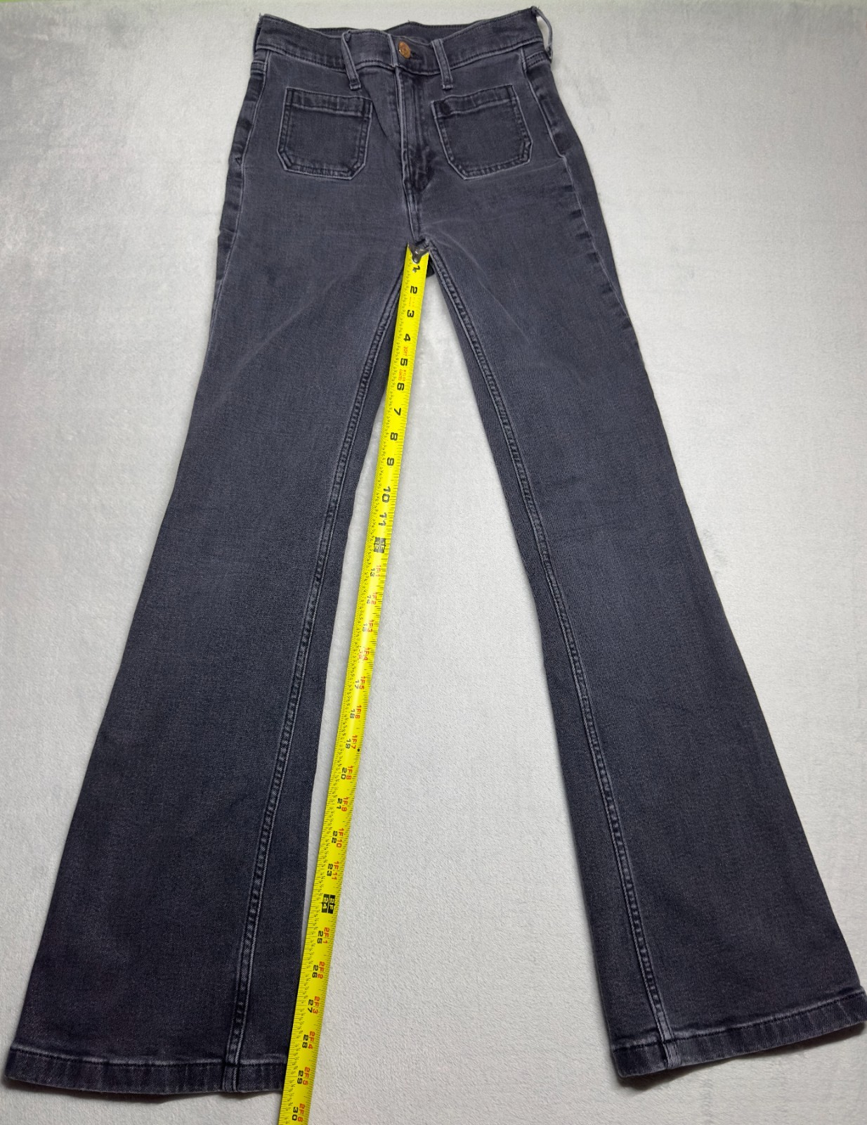 Gap Womens Black 70s Flare High Rise Patch Pocket Denim Jeans 24 00R