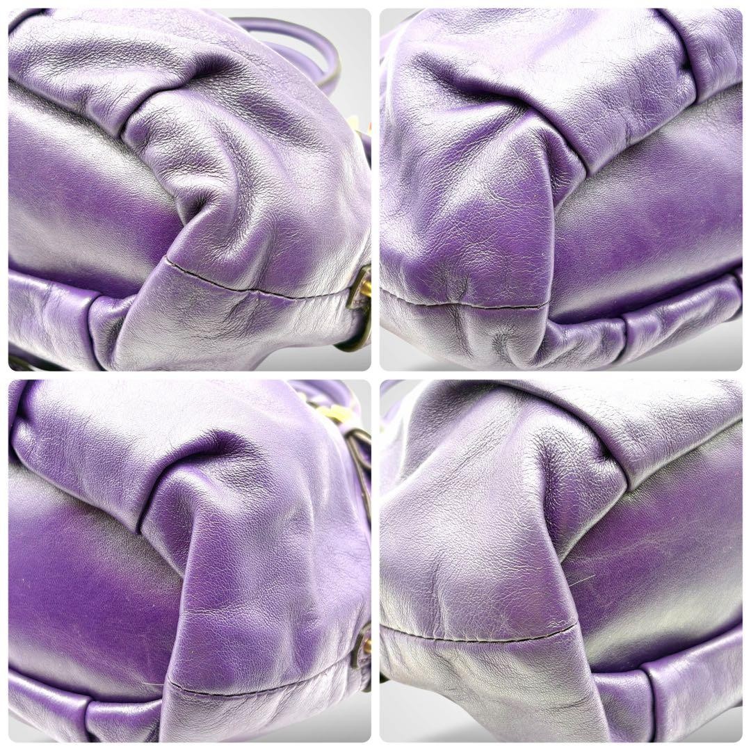 Coach Madison Satchel Leather Purple Handbag 2way Shoulder Bag Authentic Genuine