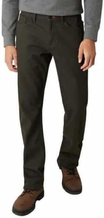 Weatherproof Men’s Reg Fit Fleece-Lined Stretch Canvas Pants, Moon Shadow 40×32