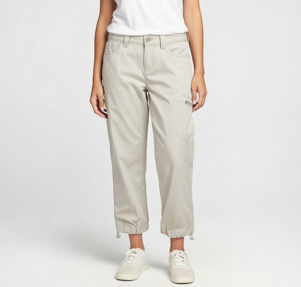 Eddie Bauer Rainier Cropped Cargo Capri Pants Women’s Size 14 Hiking Ivory