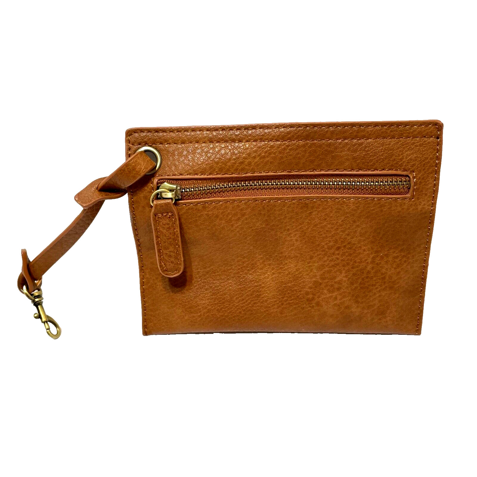 Altard State Brown Pebbled Leather Pouch Zipper Clip 7 x 5 inches
