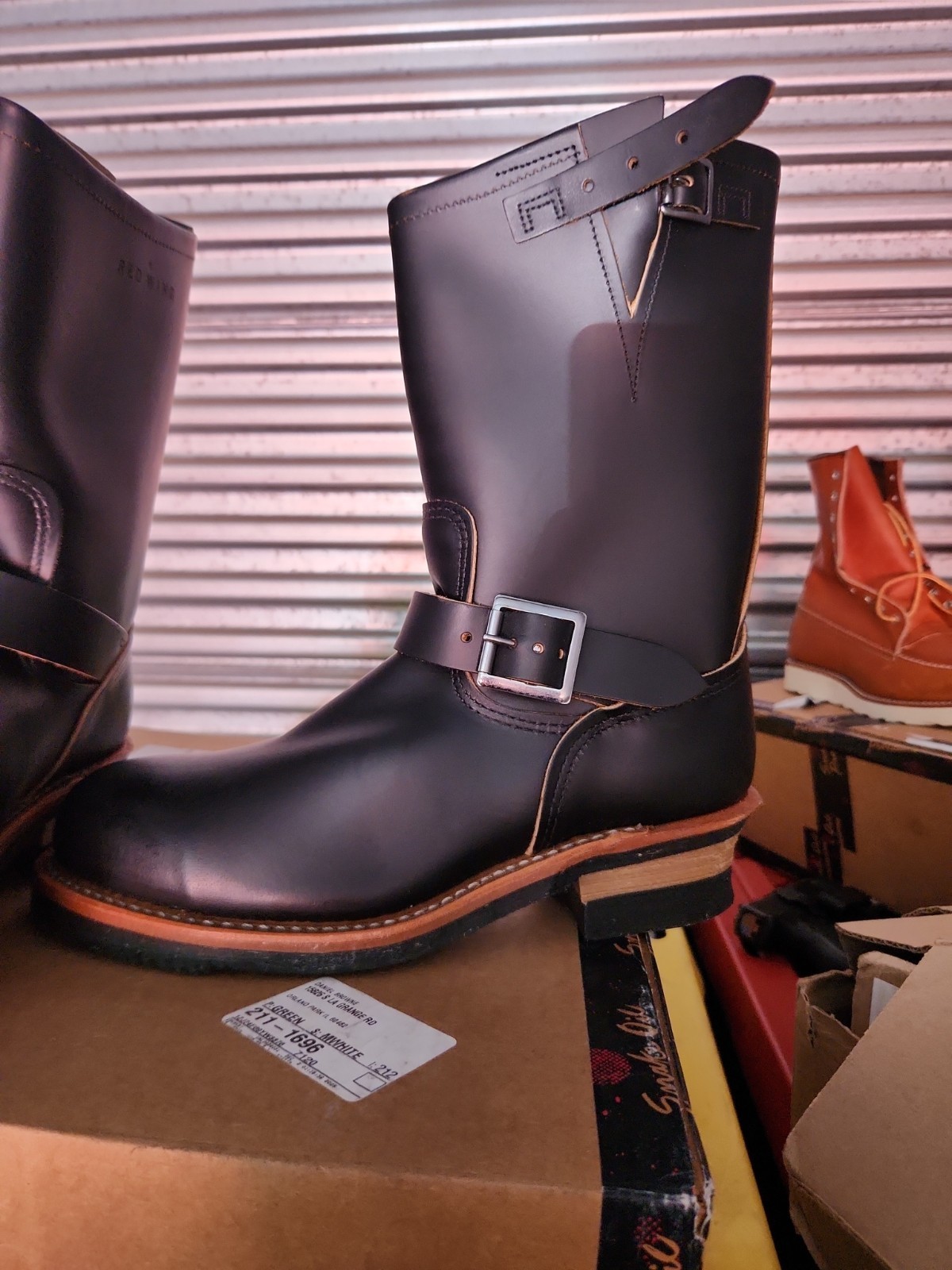 Red Wing 9268 Engineer Boots Klondike Leather, Black, Steel Toe, Size 8.5 D