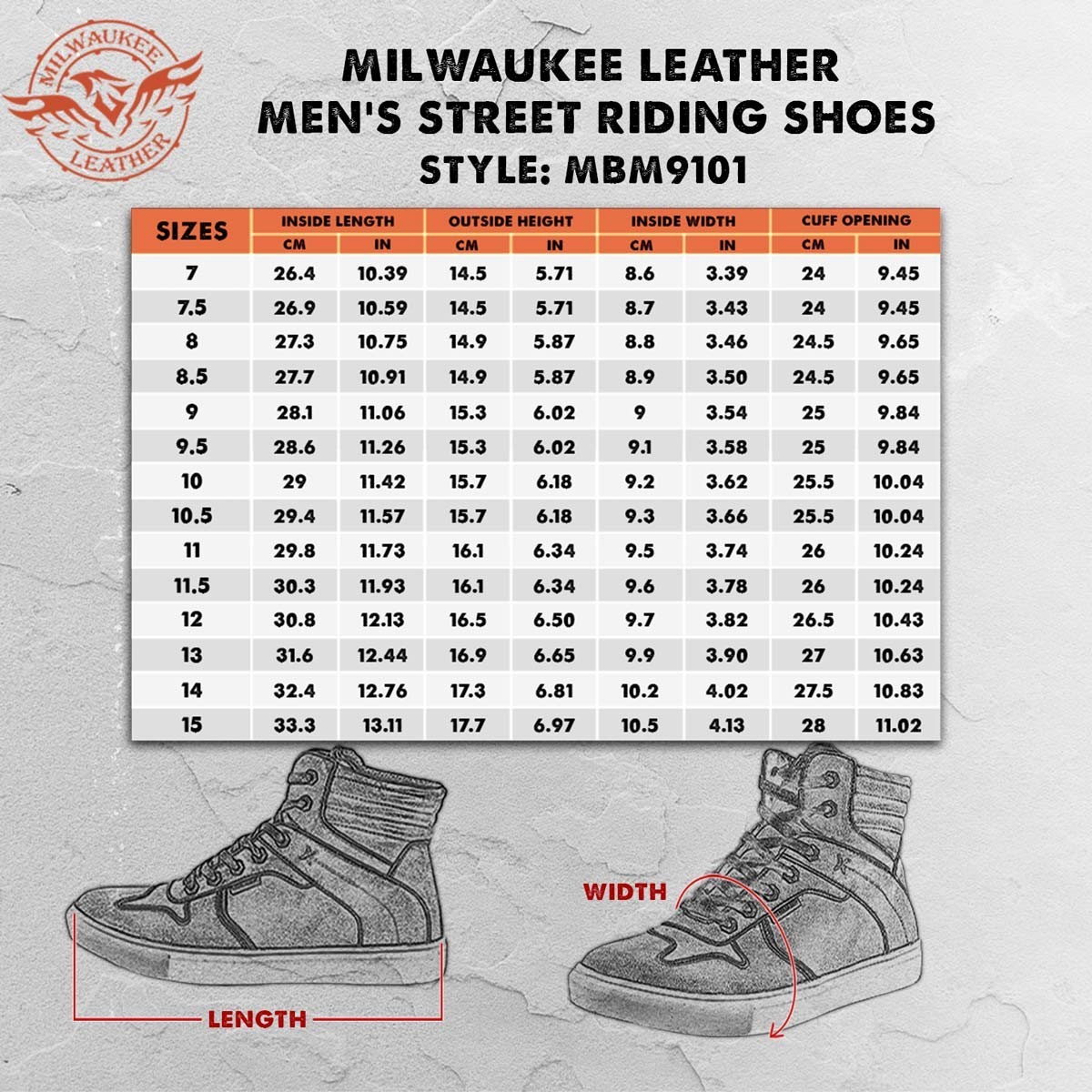 Milwaukee Leather MBM9106 Men’s Black Perforated Leather and Grey Stitching Shoe