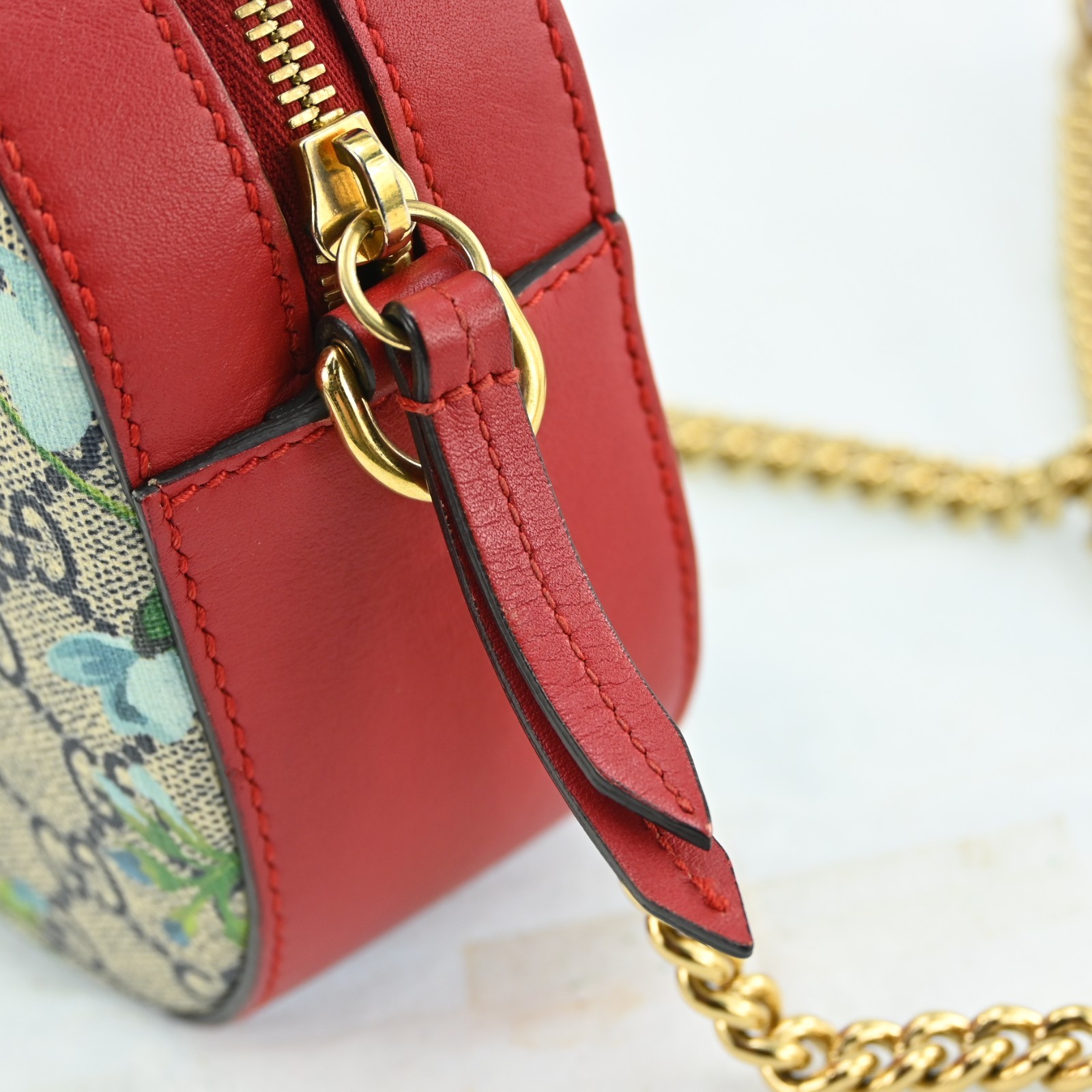 Gucci GG Blooms Supreme Chain Shoulder Bag Beige Red 546313 Crossbody C1683YA711
