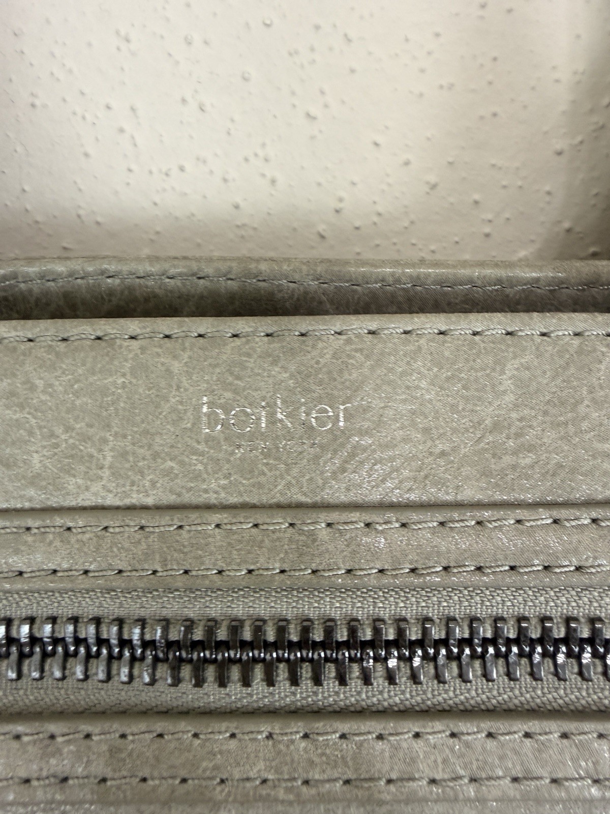 Botkier Trigger Satchel Shoulder Bag Purse Gray Leather Studs Zippers Moto