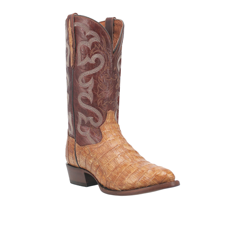 Dan Post Boots Primetime Caiman Embroidered Pull On Round Toe Cowboy Mens Size
