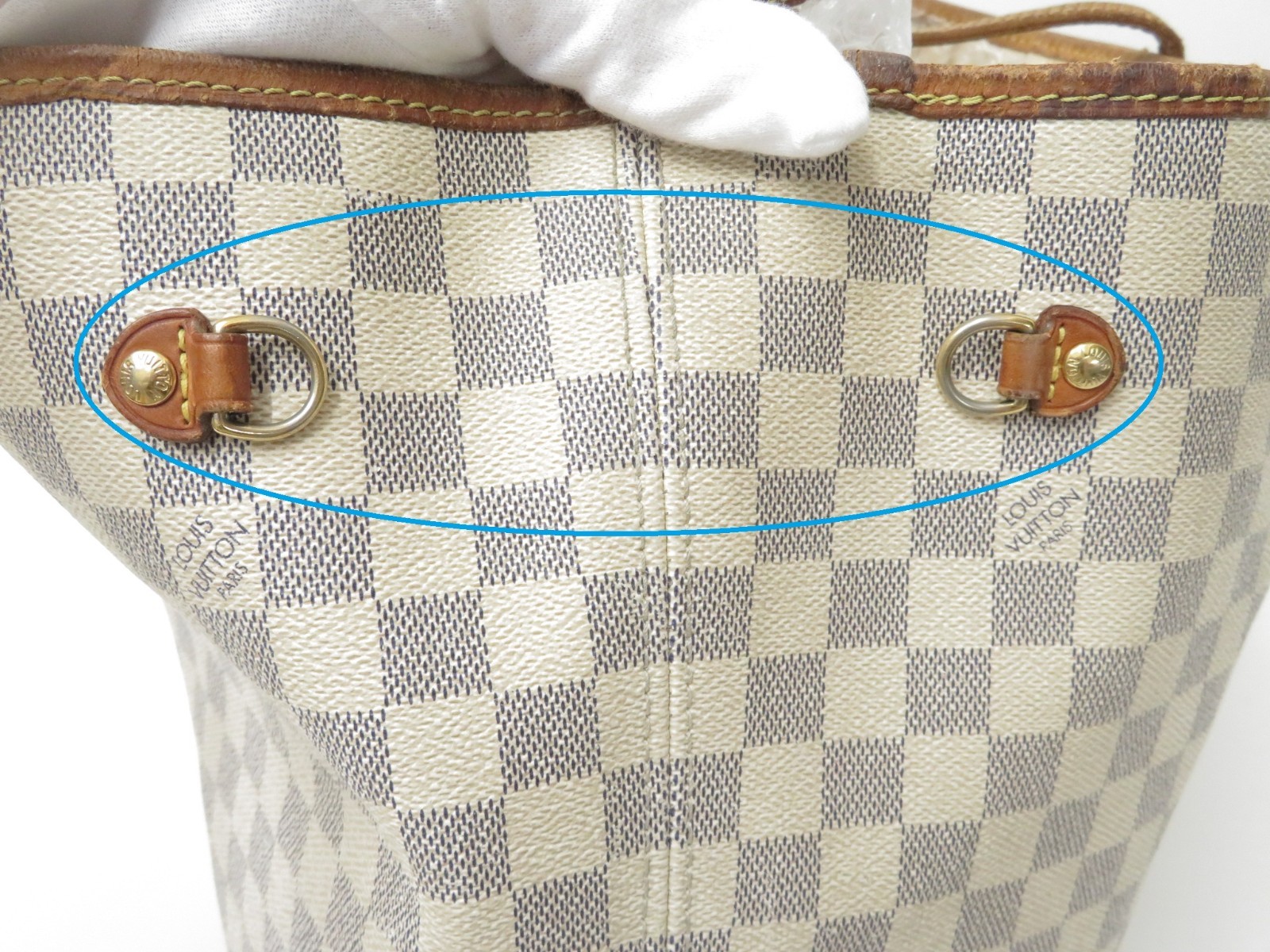 Authentic Louis Vuitton Damier Azur Neverfull MM Shoulder Tote Bag F#51574