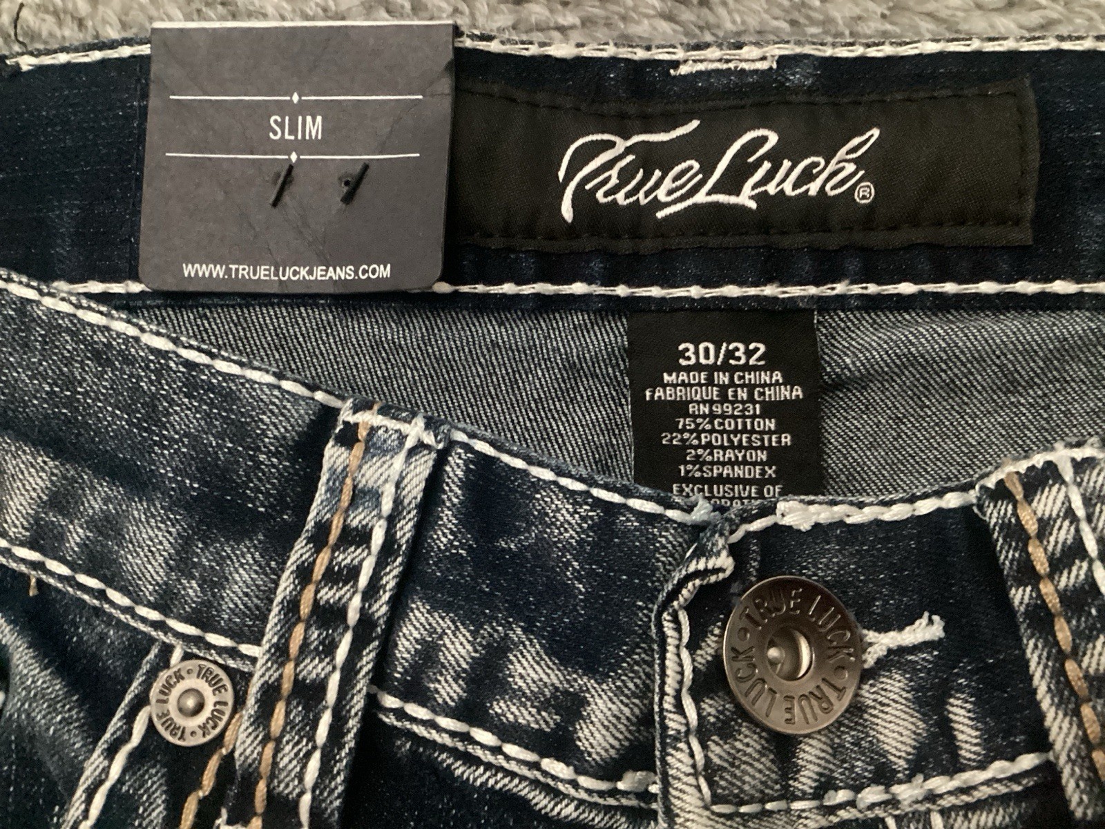 True Luck Straight Slim Fit Comfort Stretch Jeans Size Men’s Size 30×32 NEW