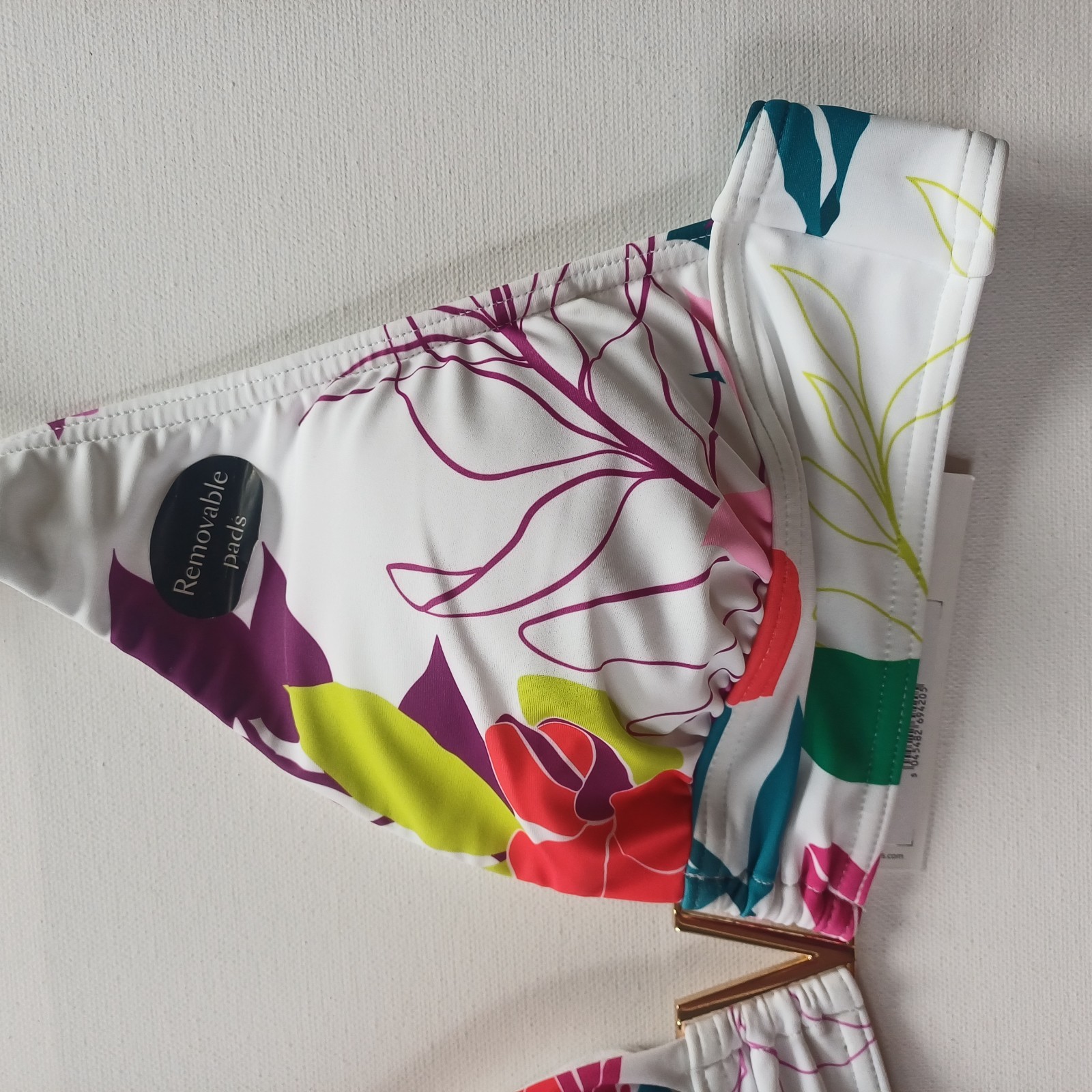 BNWT £34 Debenhams Floral Halter Bikini UK12 Top UK16 Full Brief Bottom Wireless