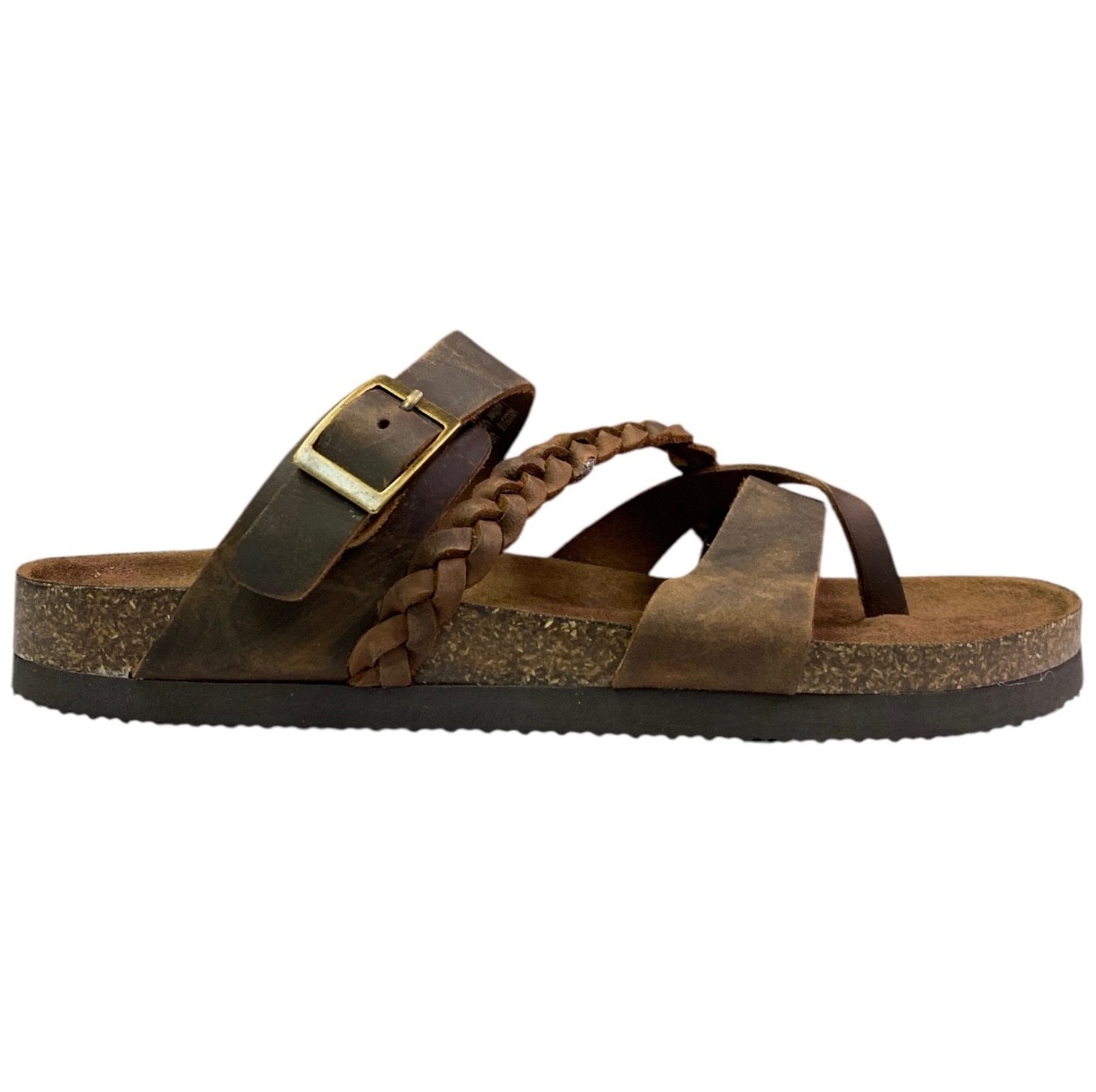 Womens Mountain Sole Size 8 Sandals Braided Brown Leather Slip-on Summer Beach