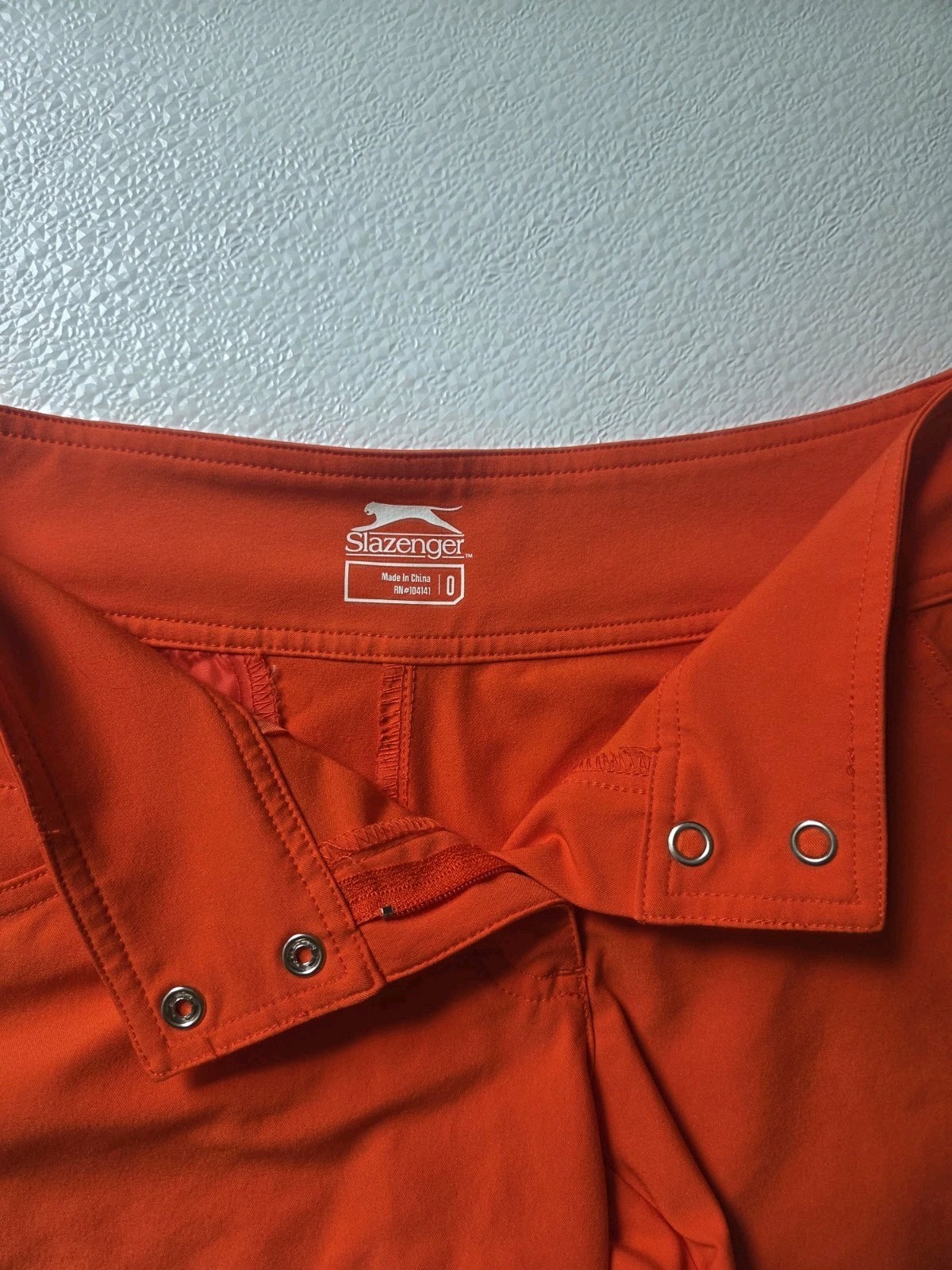 Slazenger Chino Shorts Orange Size 10 Cotton Canvas Pockets Button Closure