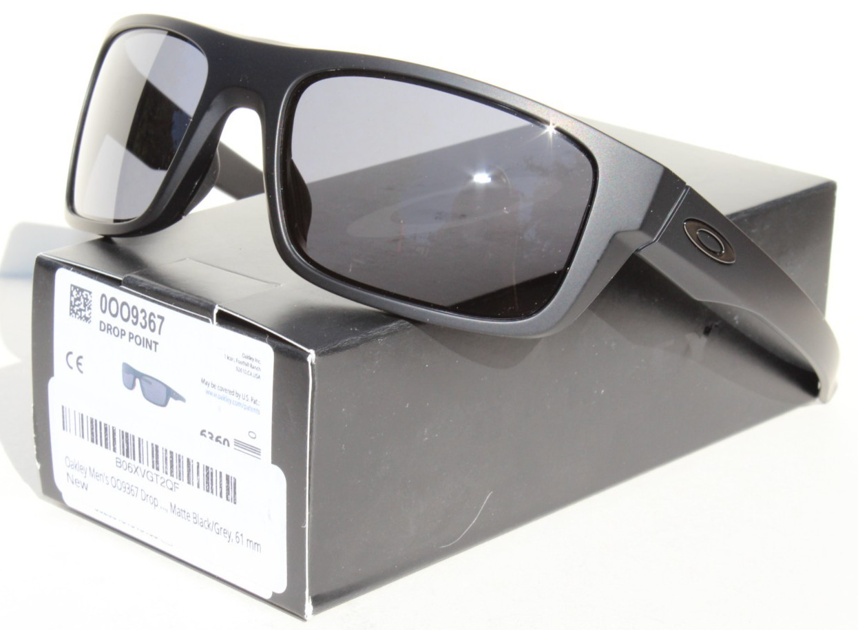 OAKLEY Drop Point Sunglasses Matte Black/Grey OO9367-01 NEW