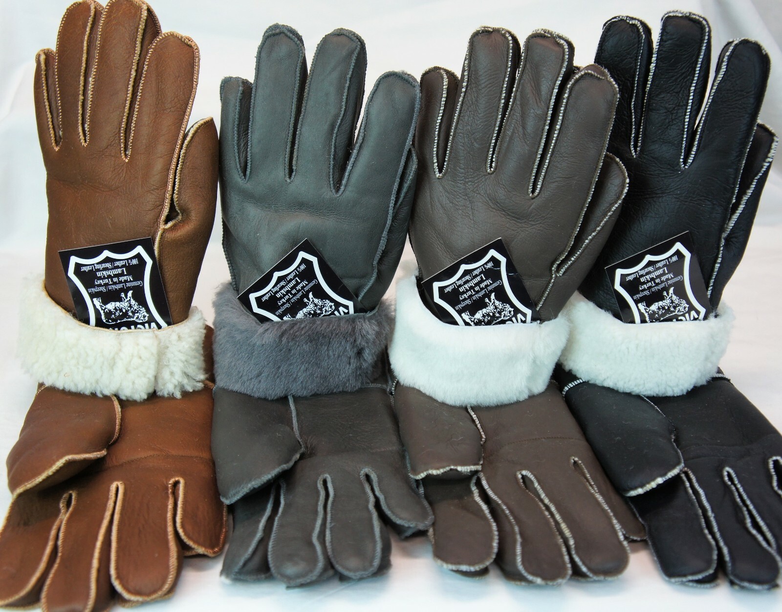 4 COLORS REAL GENUINE SHEEPSKIN SHEARLING LEATHER GLOVES UNISEX Fur Winter S-2XL