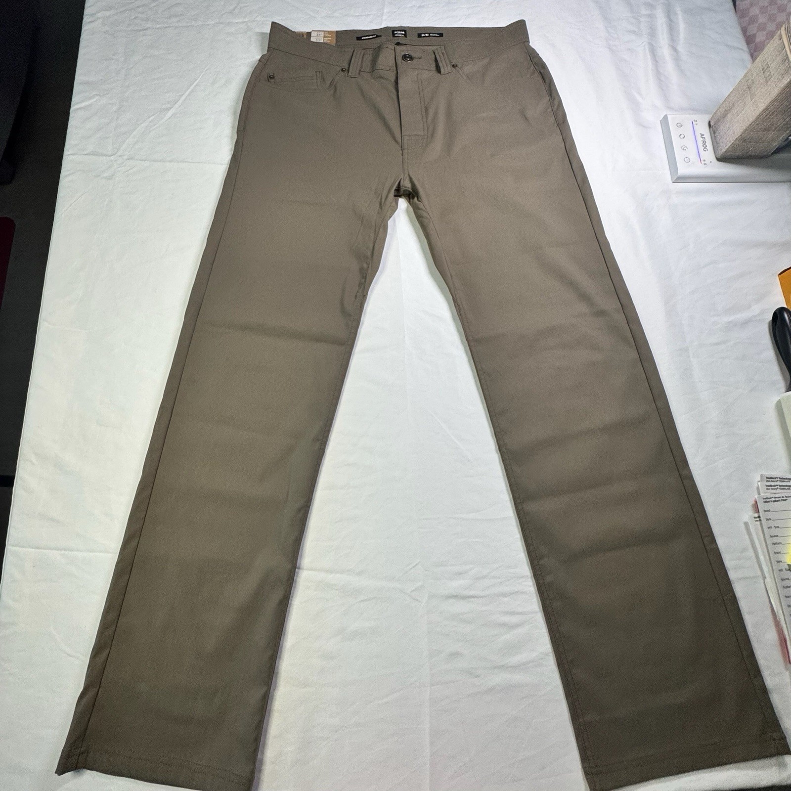 Prana Brion Pant Men’s 34 X 32 In Mud Straight Leg Stretch