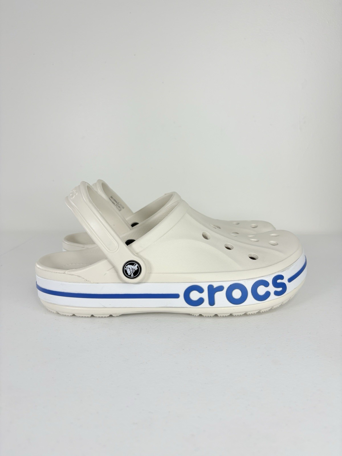 Crocs Bayaband Clogs M 9 W 11 White Blue Casual Comfort Orthopedic Resort