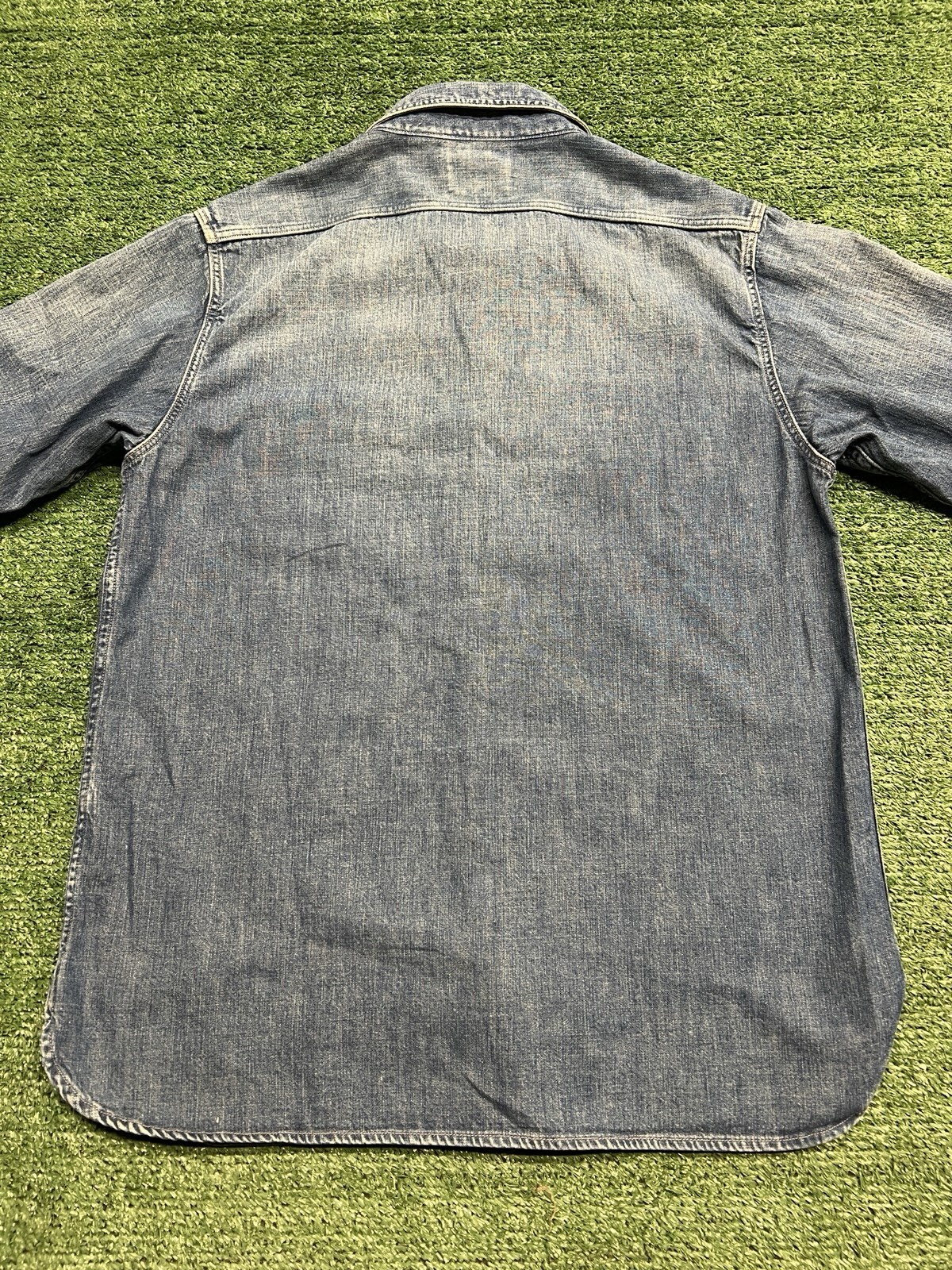 Full Count Japan Size 40 Denim Long Sleeve Work Shirt Indigo Hand Wash Style
