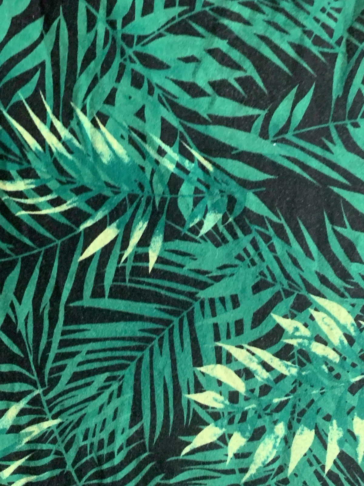 Cathy Palm Tropical Palm V Neck Womens 2XL Flowy Stretch Sleeve Cut Outs Top