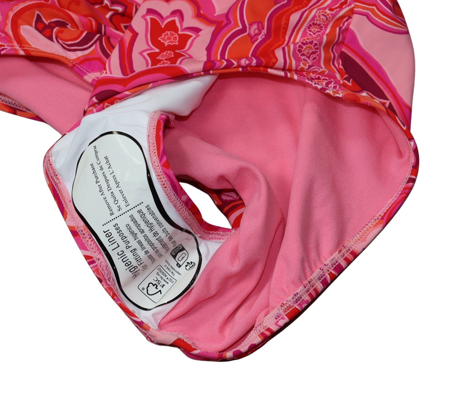 Ralph Lauren Tie Front Provence Paisley Print One Piece Bathing Suit NWT Pink