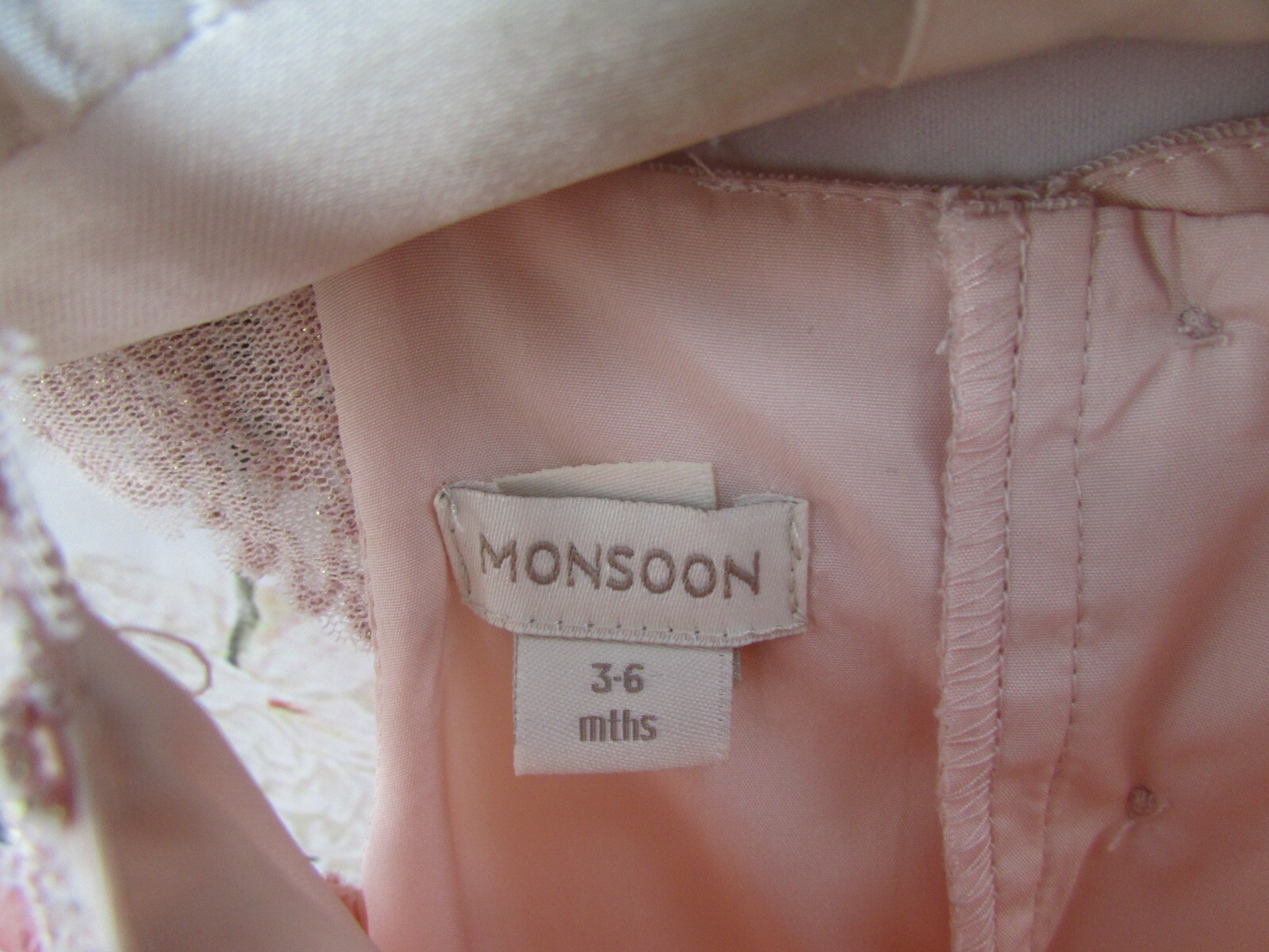 Pink Sparkle Estella Christening Party Occasion Dress 3-6 MONSOON £48 WORN ONCE