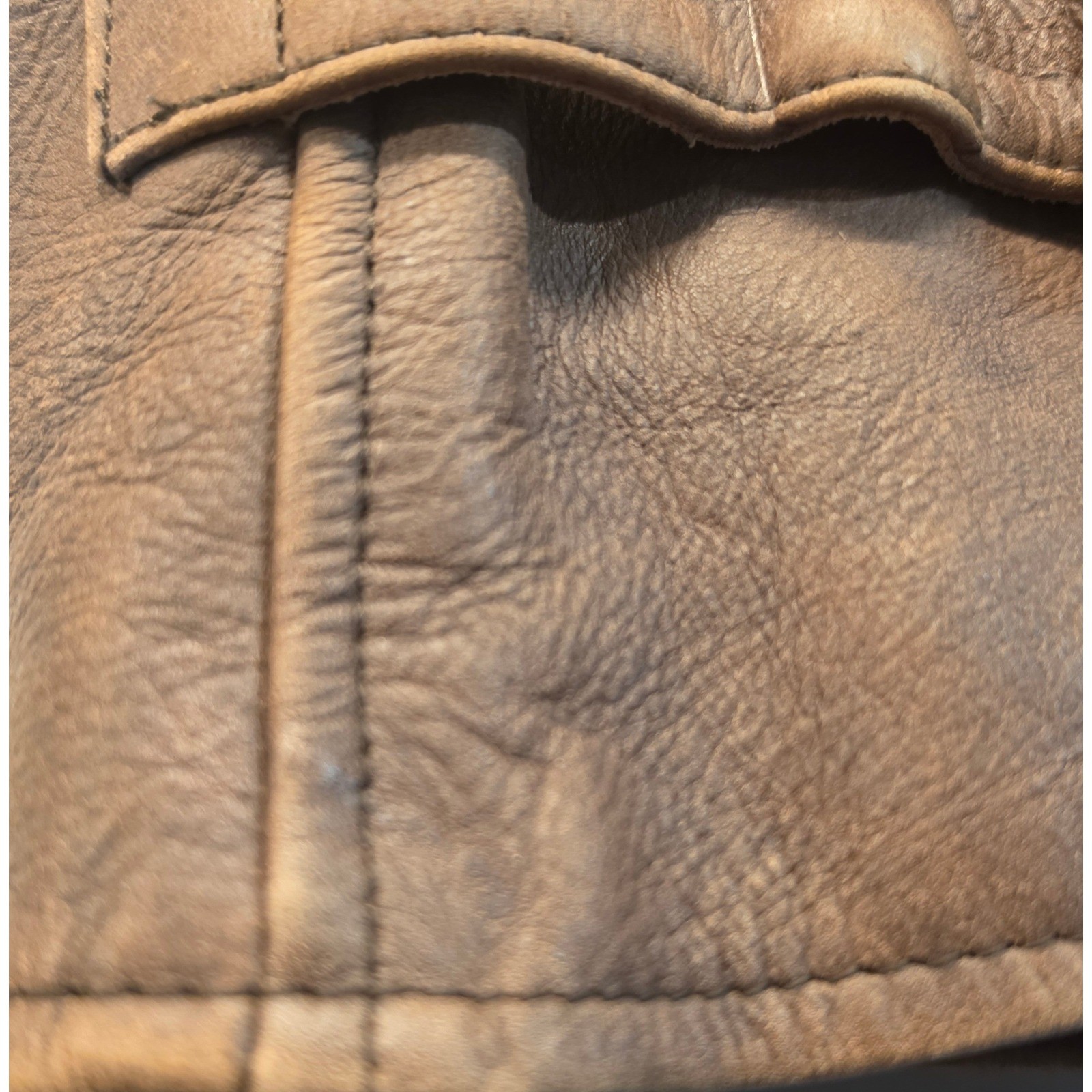 US Wings Leather Flight Jacket Mens Large Brown Good Distressed Bomber A-2 READ!