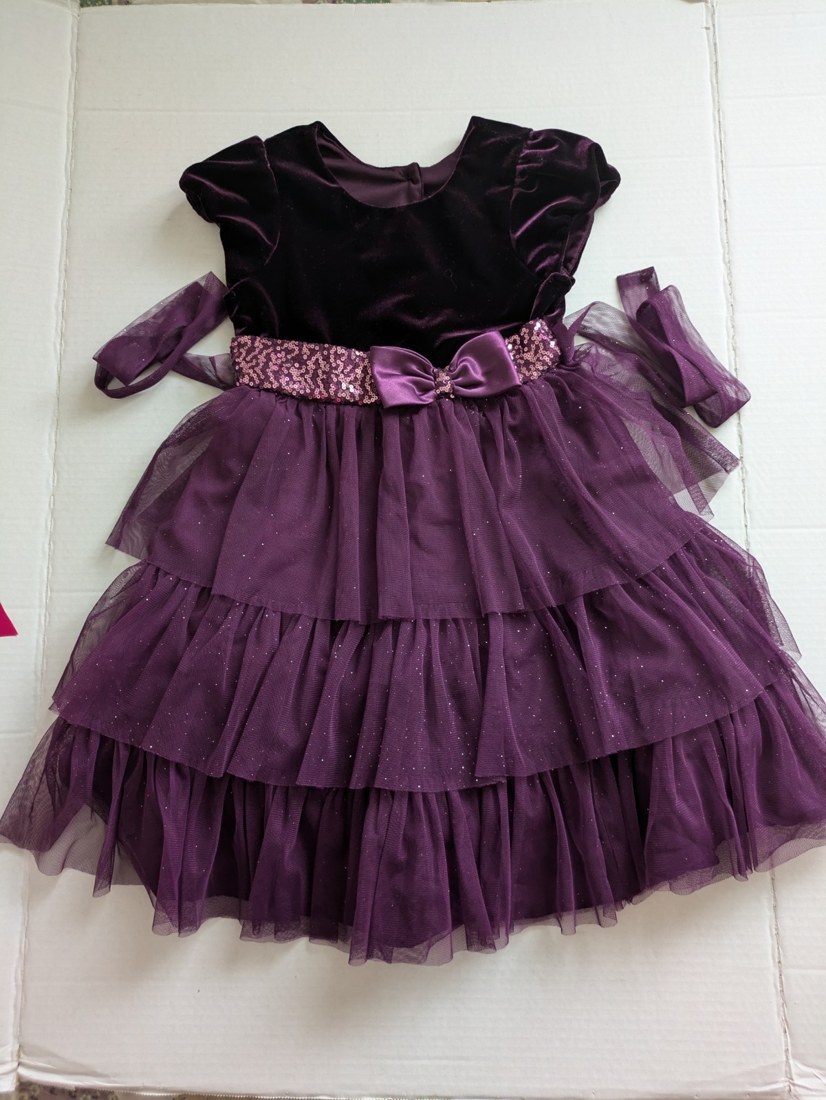 Girls Size 5 Party Dress Bundle Purple One And Orange Pink Stripe One