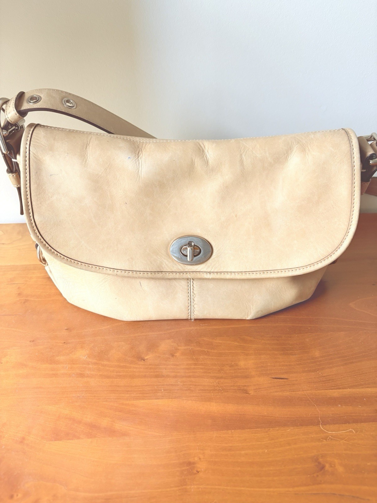 COACH C1069-F15170 Flap Legacy Camel Tan Leather Shoulder Crossbody Duffle Bag