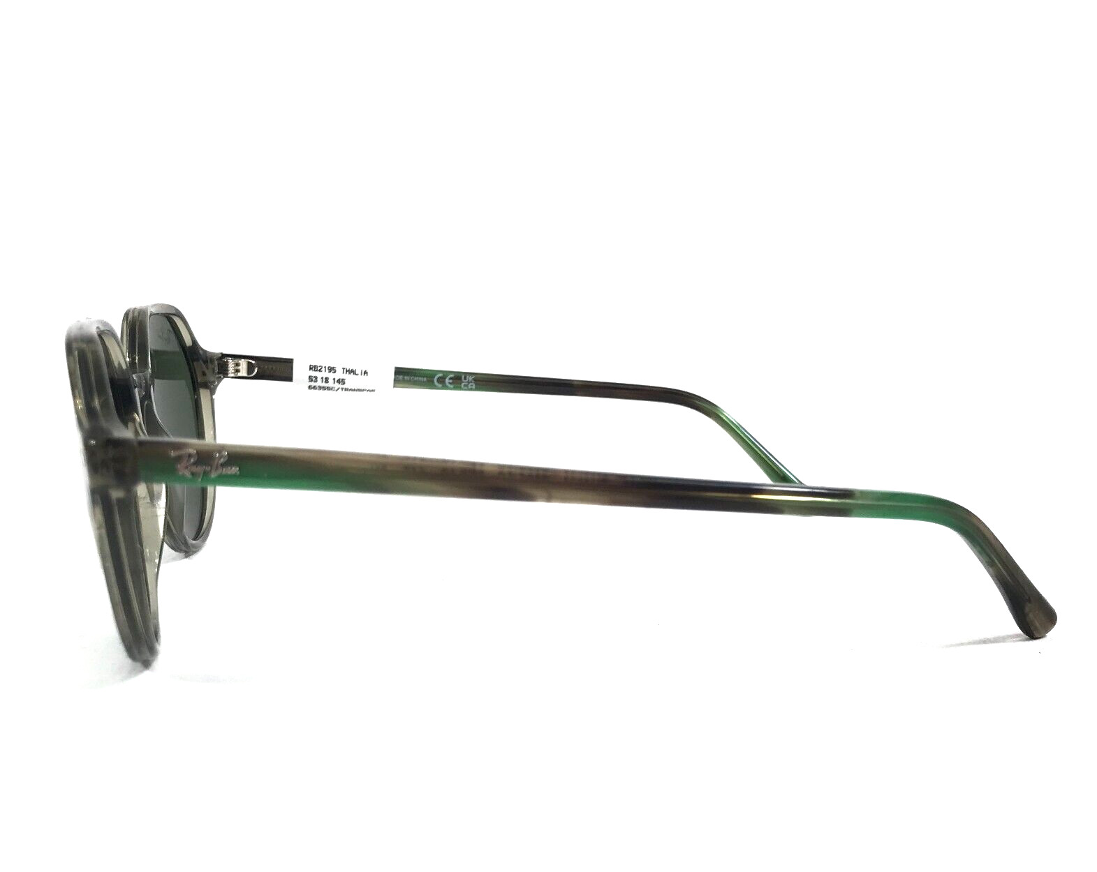 Ray-Ban Sunglasses RB2195 THALIA 6635/5C Transparent Green w/ Grey Mirror 53 mm